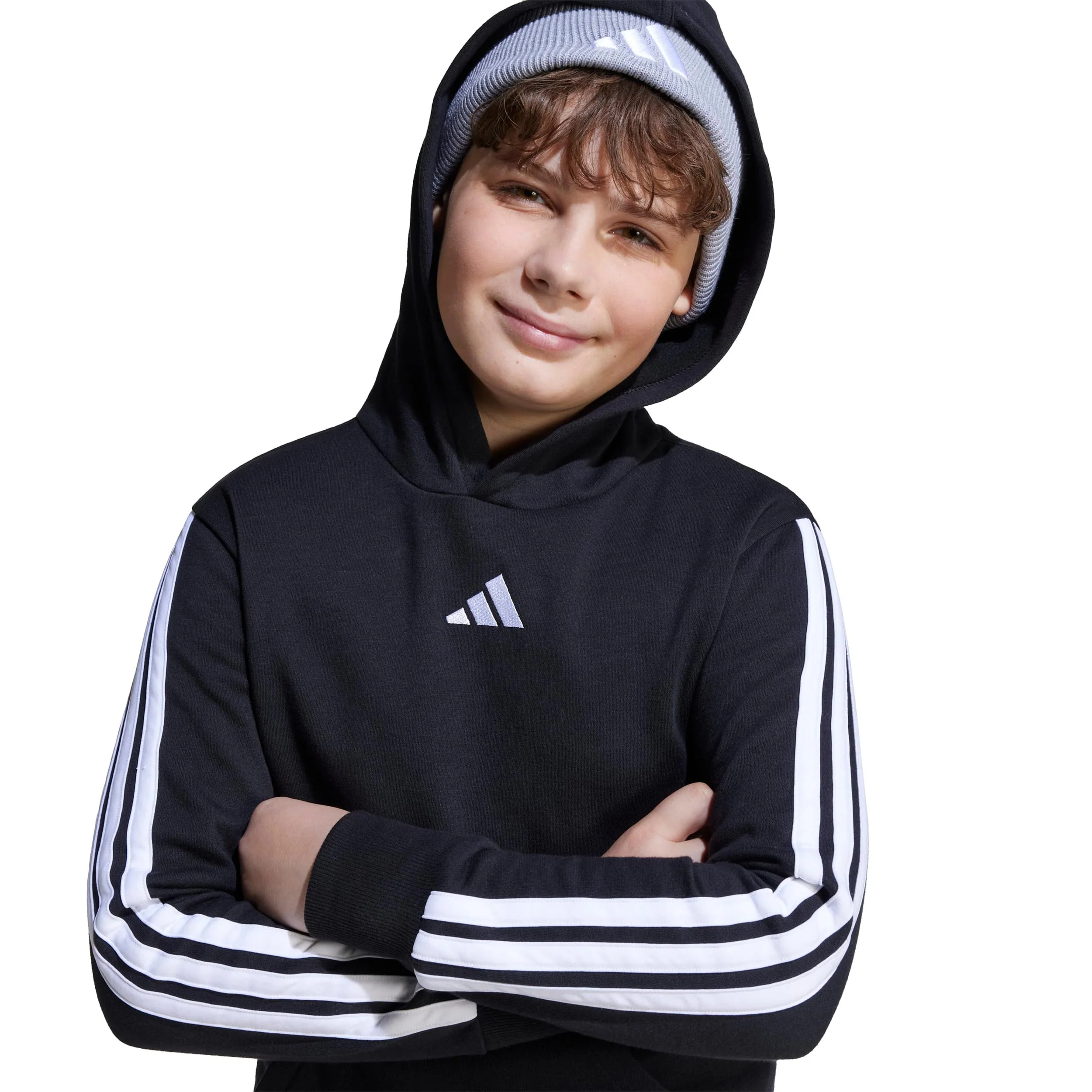 3Stripes Fleece Hoody Jungen - schwarz, weiß - Image 5