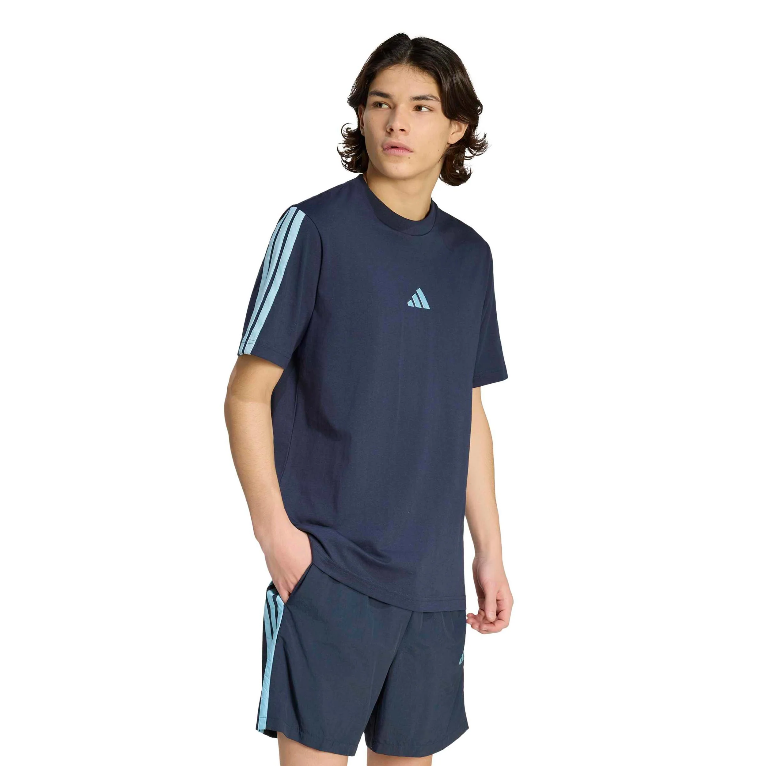 3Stripes T-Shirt Herren - dunkelblau, hellblau - Image 2