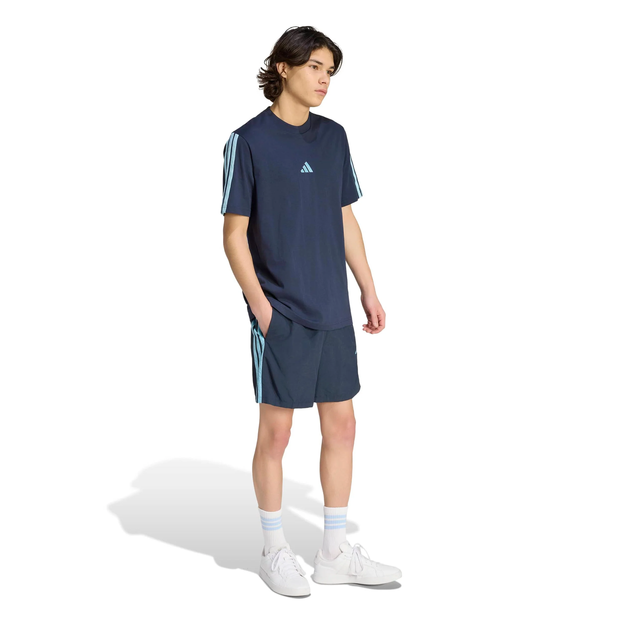 3Stripes T-Shirt Herren - dunkelblau, hellblau - Image 4