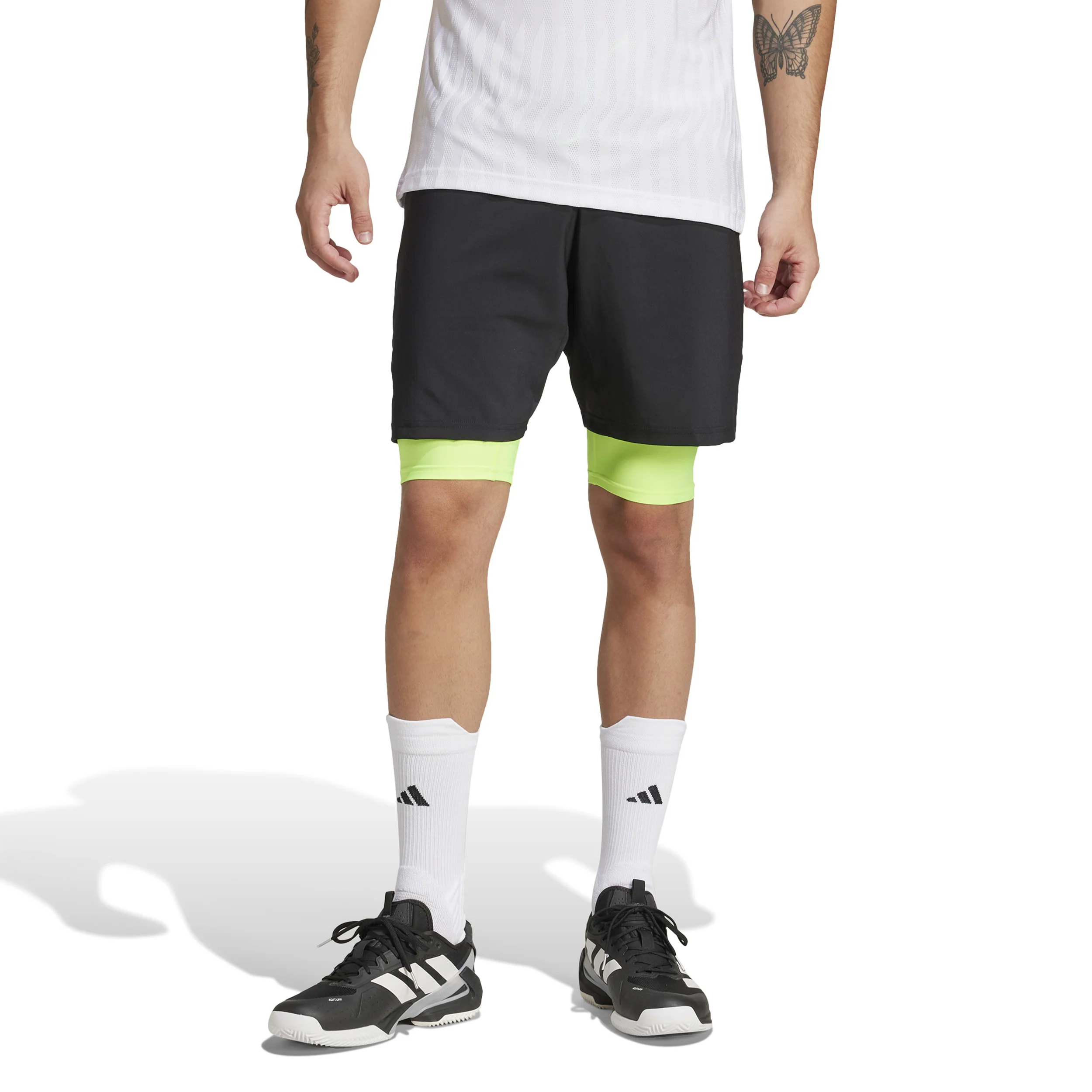 7in Club 2In1 Shorts Herren-Schwarz,Neongrün - Image 2