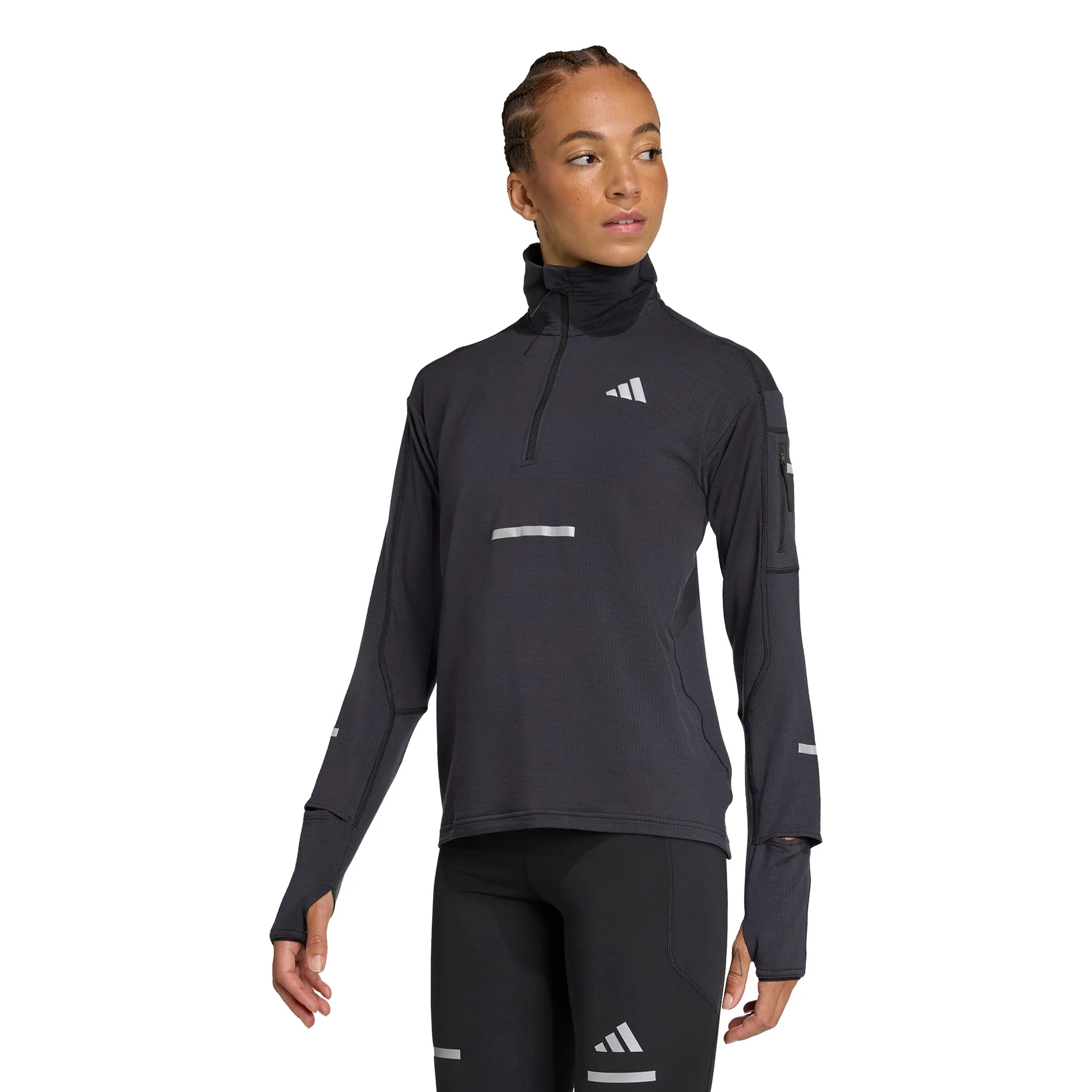 adi365 Warm Half-Zip Laufshirt Damen-schwarz - Image 2