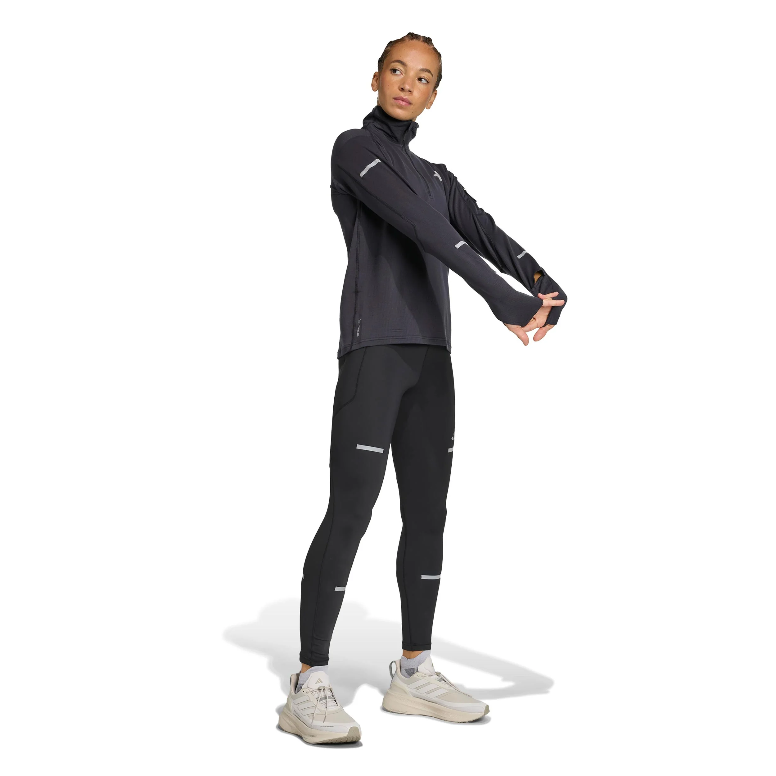 adi365 Warm Half-Zip Laufshirt Damen-schwarz - Image 4