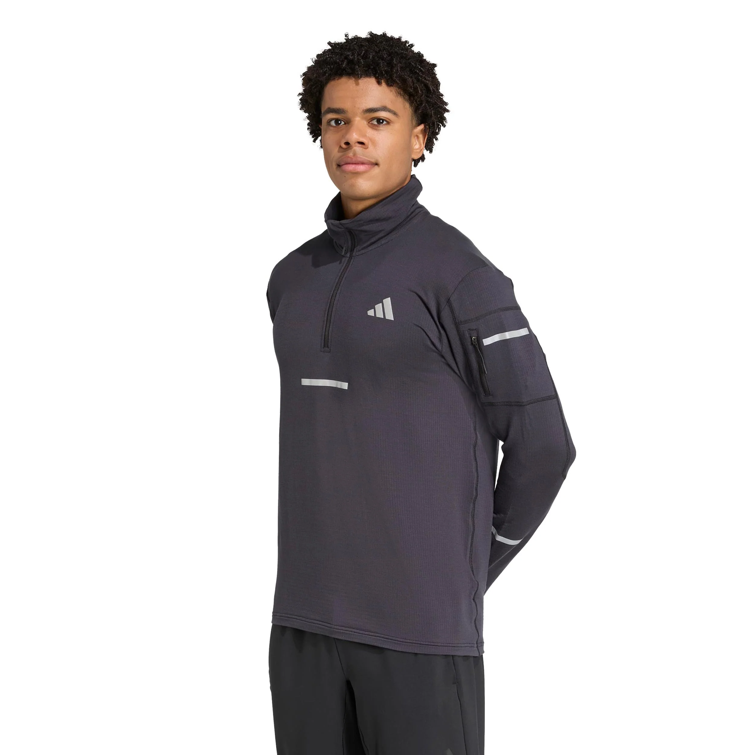 adi365 Warm Half-Zip Laufshirt Herren-schwarz - Image 2