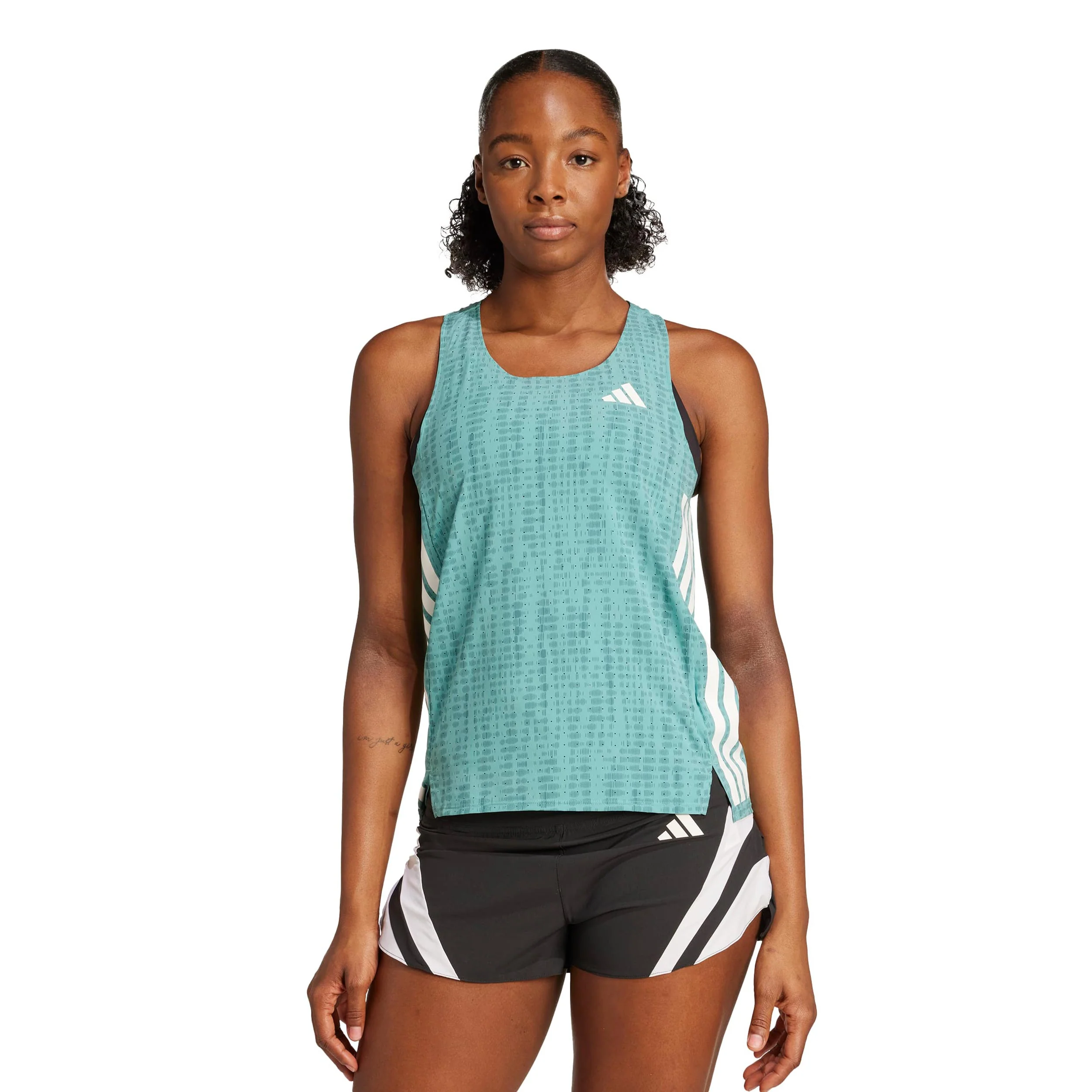 Adizero Singlet Laufshirt Damen-Türkis,Dunkelgrün - Image 2