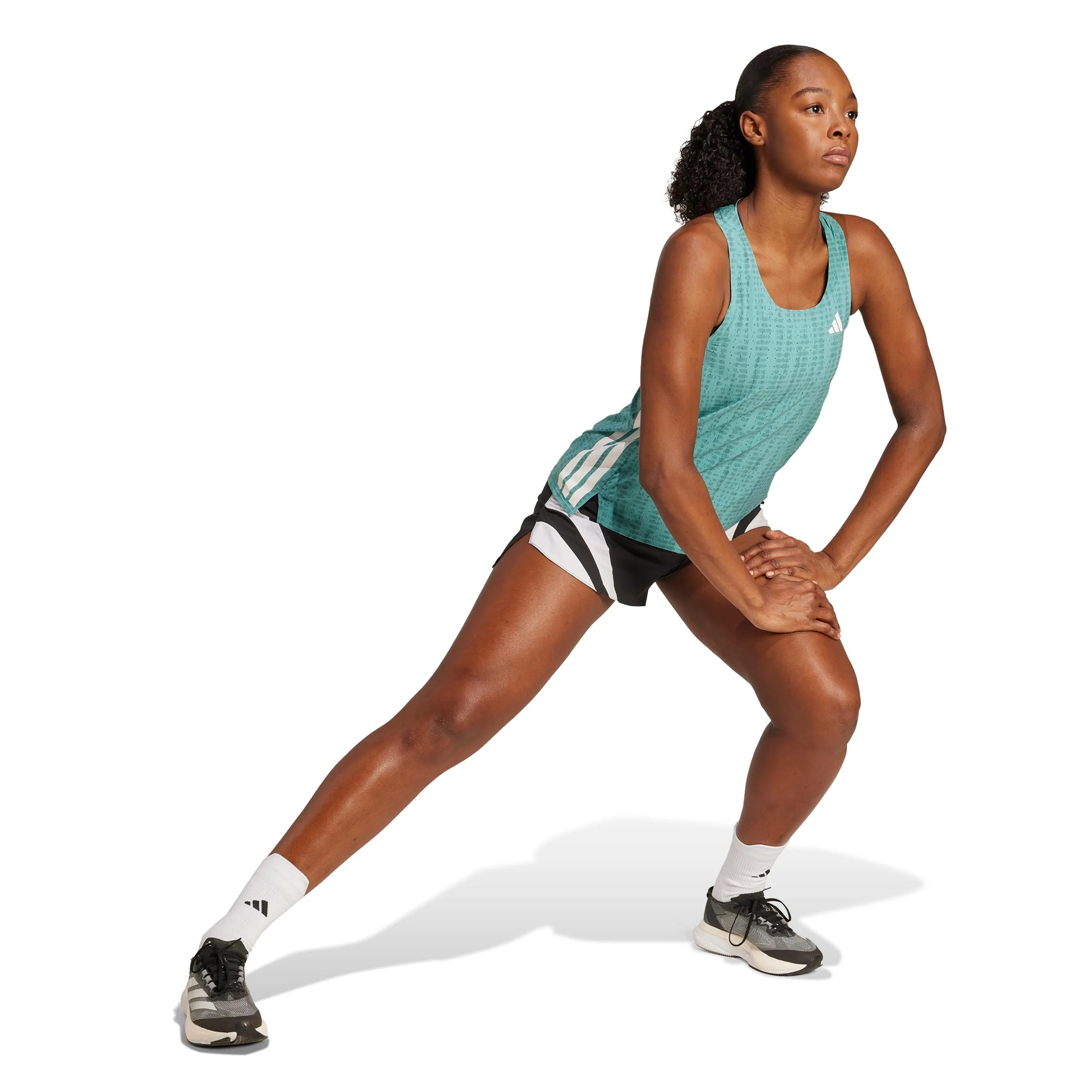 Adizero Singlet Laufshirt Damen-Türkis,Dunkelgrün - Image 4