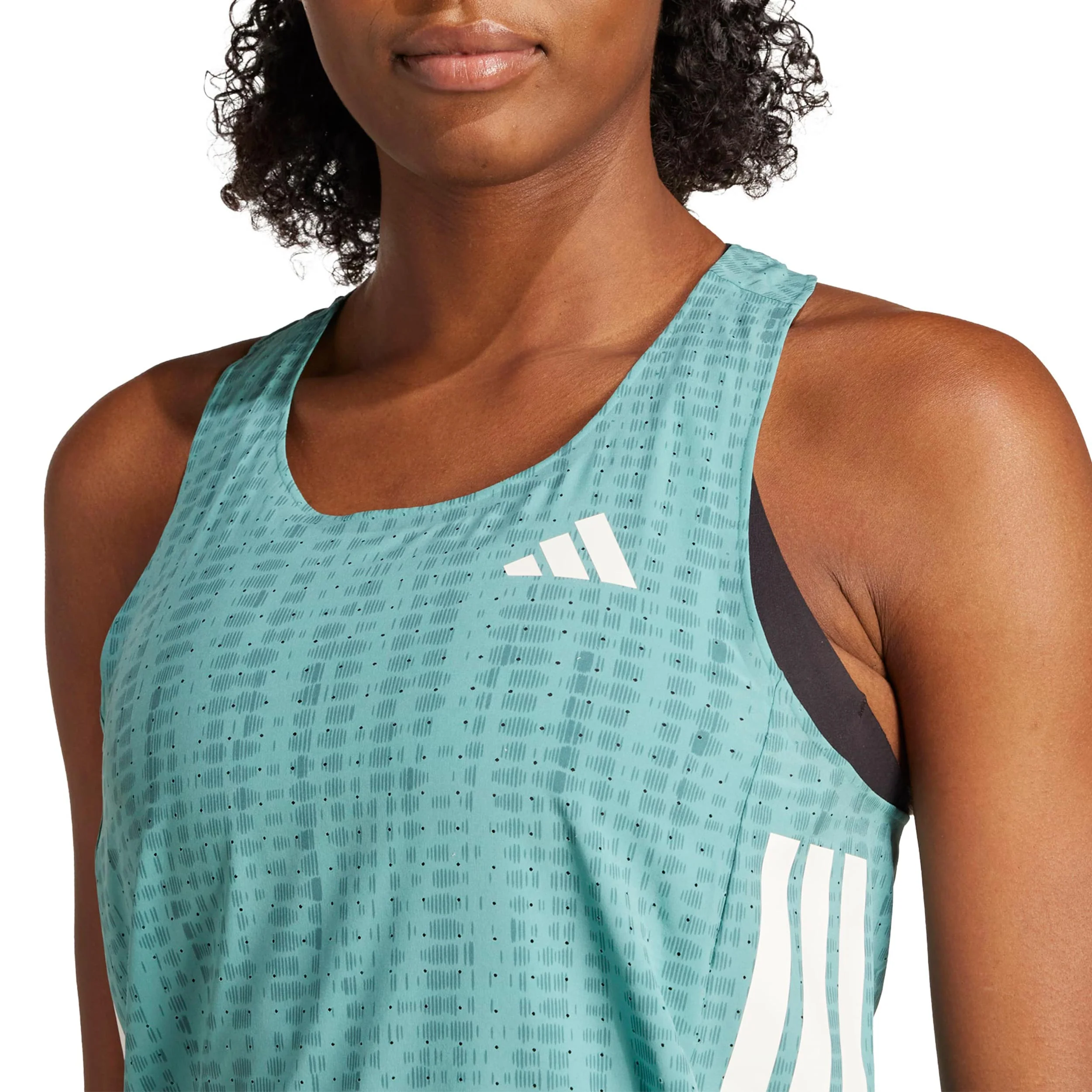 Adizero Singlet Laufshirt Damen-Türkis,Dunkelgrün - Image 5