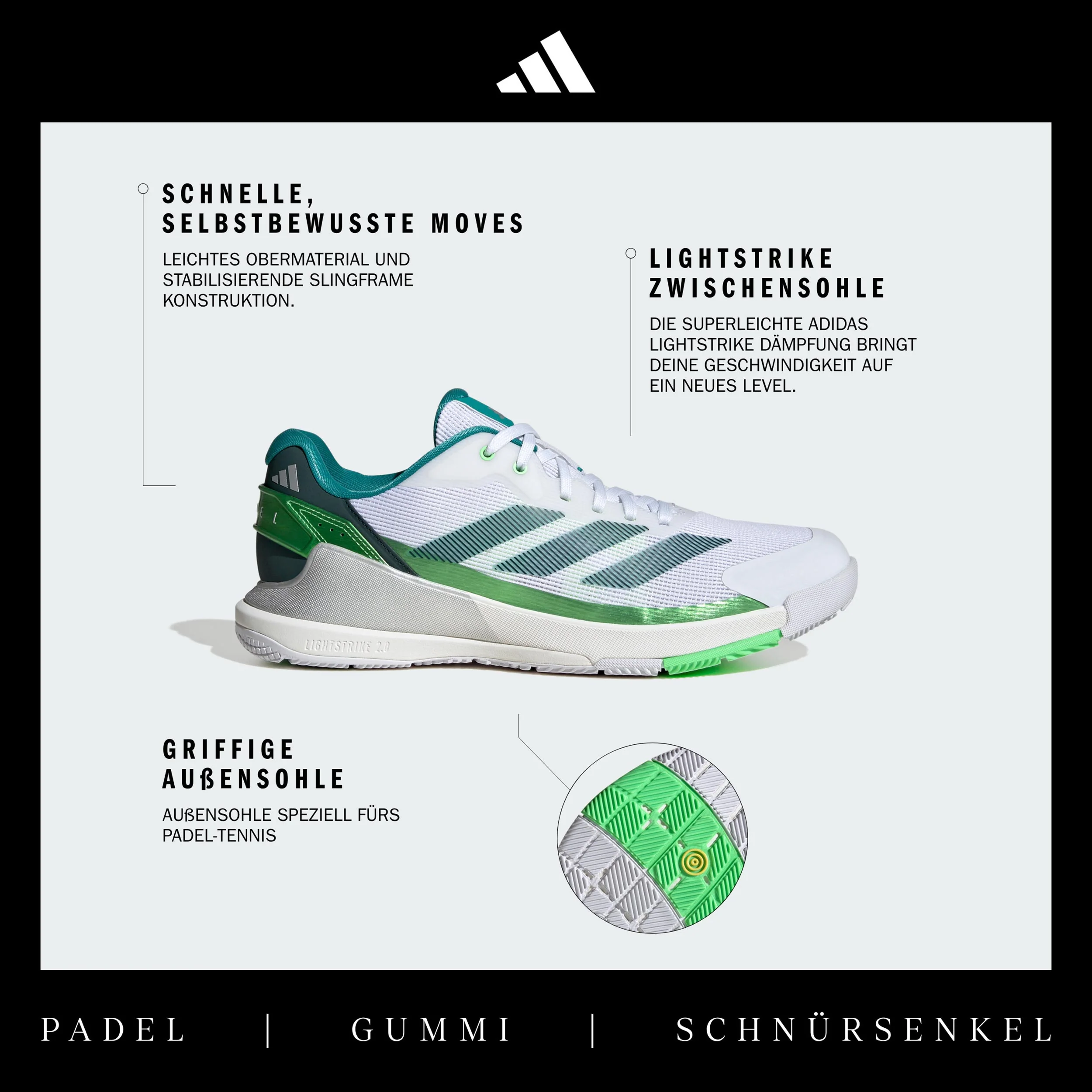 Crazyquick LS Padelschuh Herren - weiß, grün - Image 6
