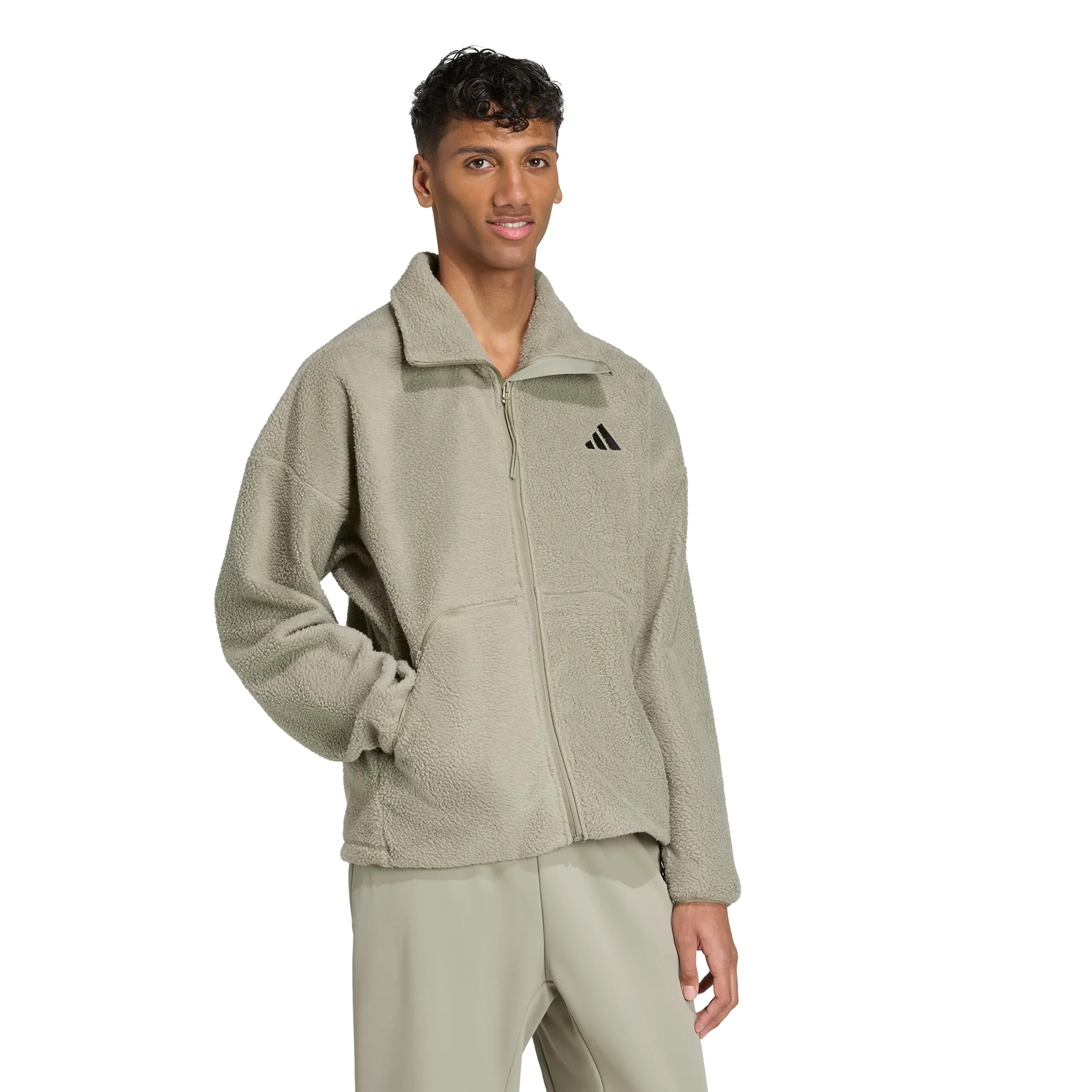 Fleece Full-Zip Trainingsjacke Herren-beige - Image 4