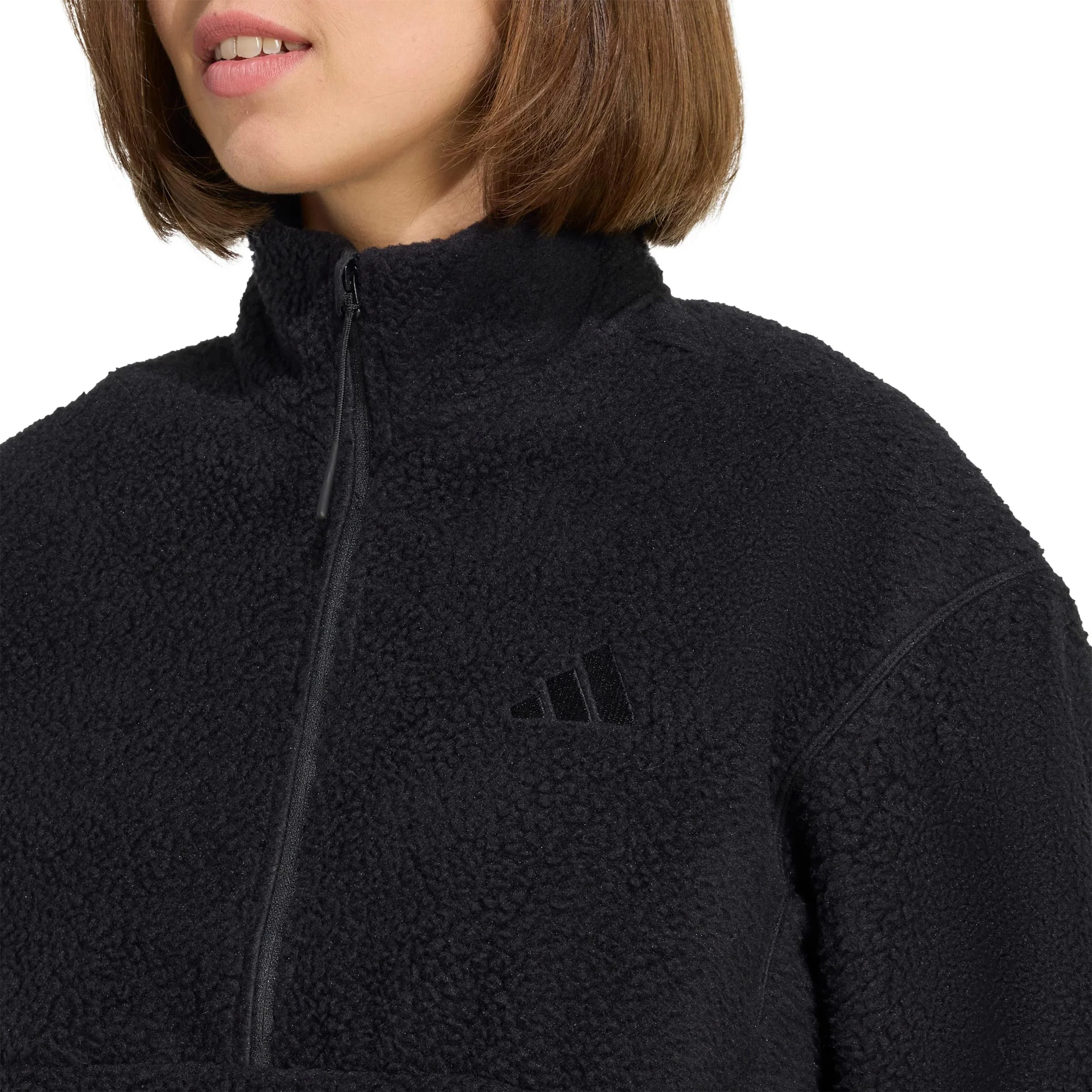 Fleece Half-Zip Sweatshirt Damen-schwarz - Image 5
