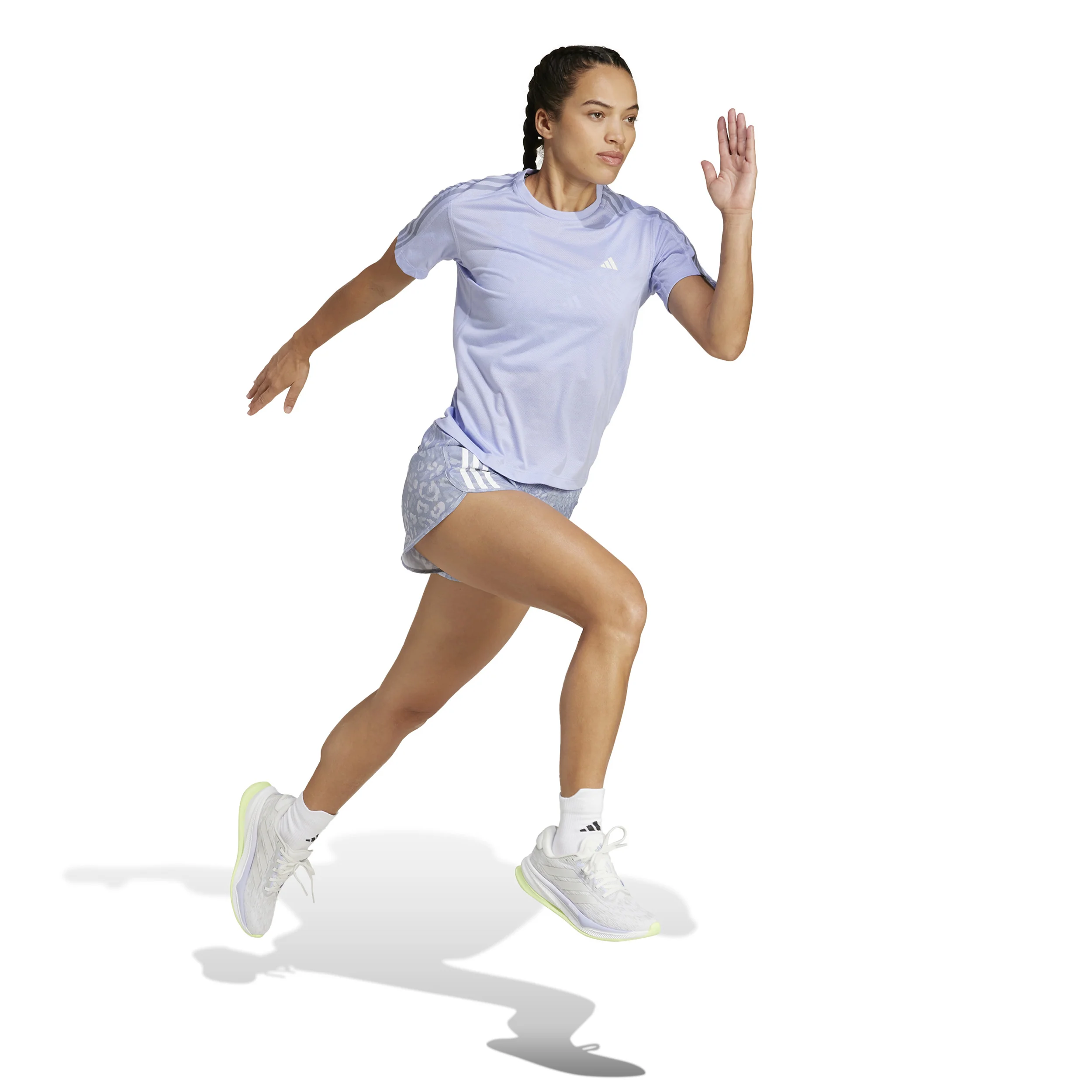 Own The Run AOP 3in Laufshorts Damen-Flieder,Weiß - Image 4