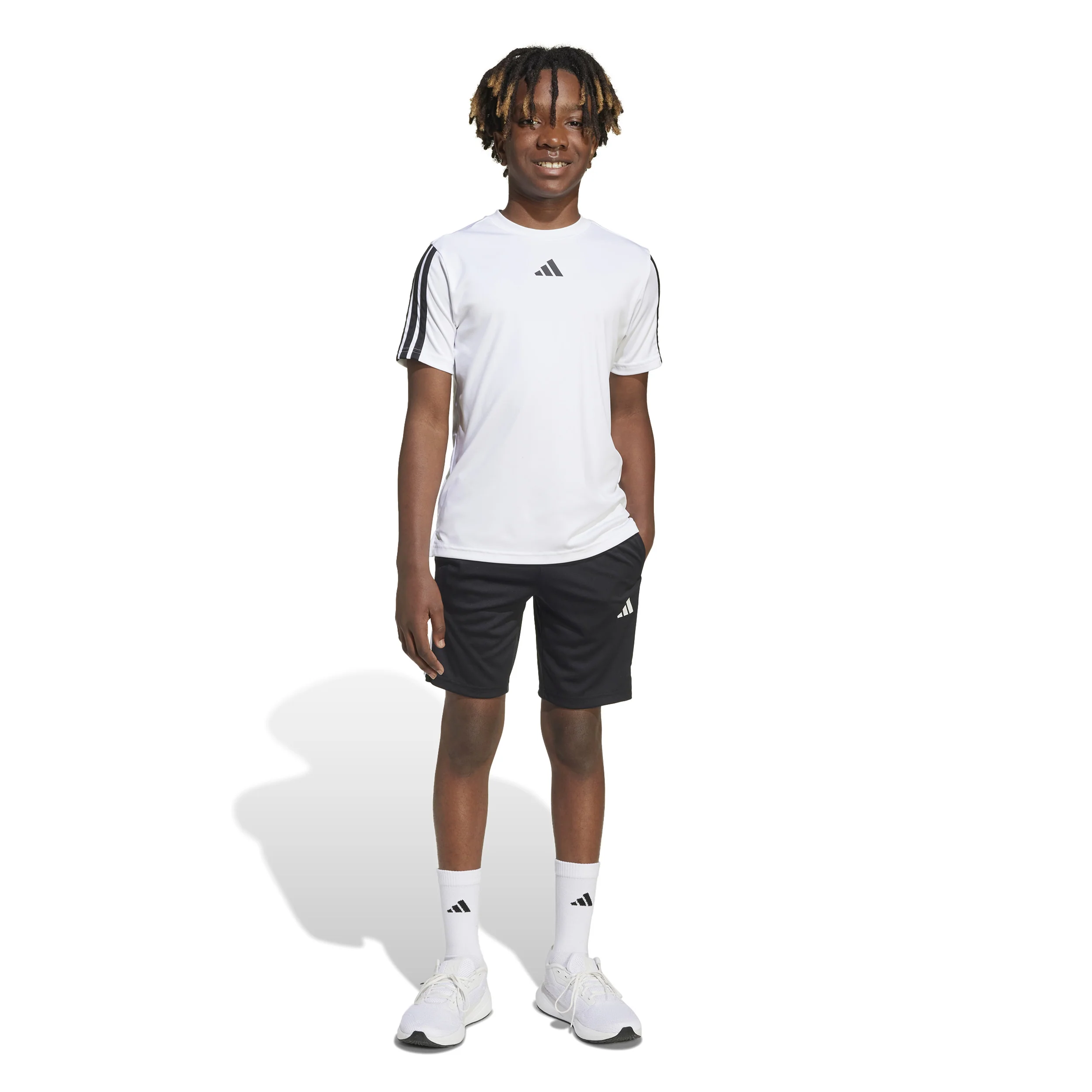 Training Essentials 3 Stripes Shorts Kinder-Schwarz,Weiß - Image 4