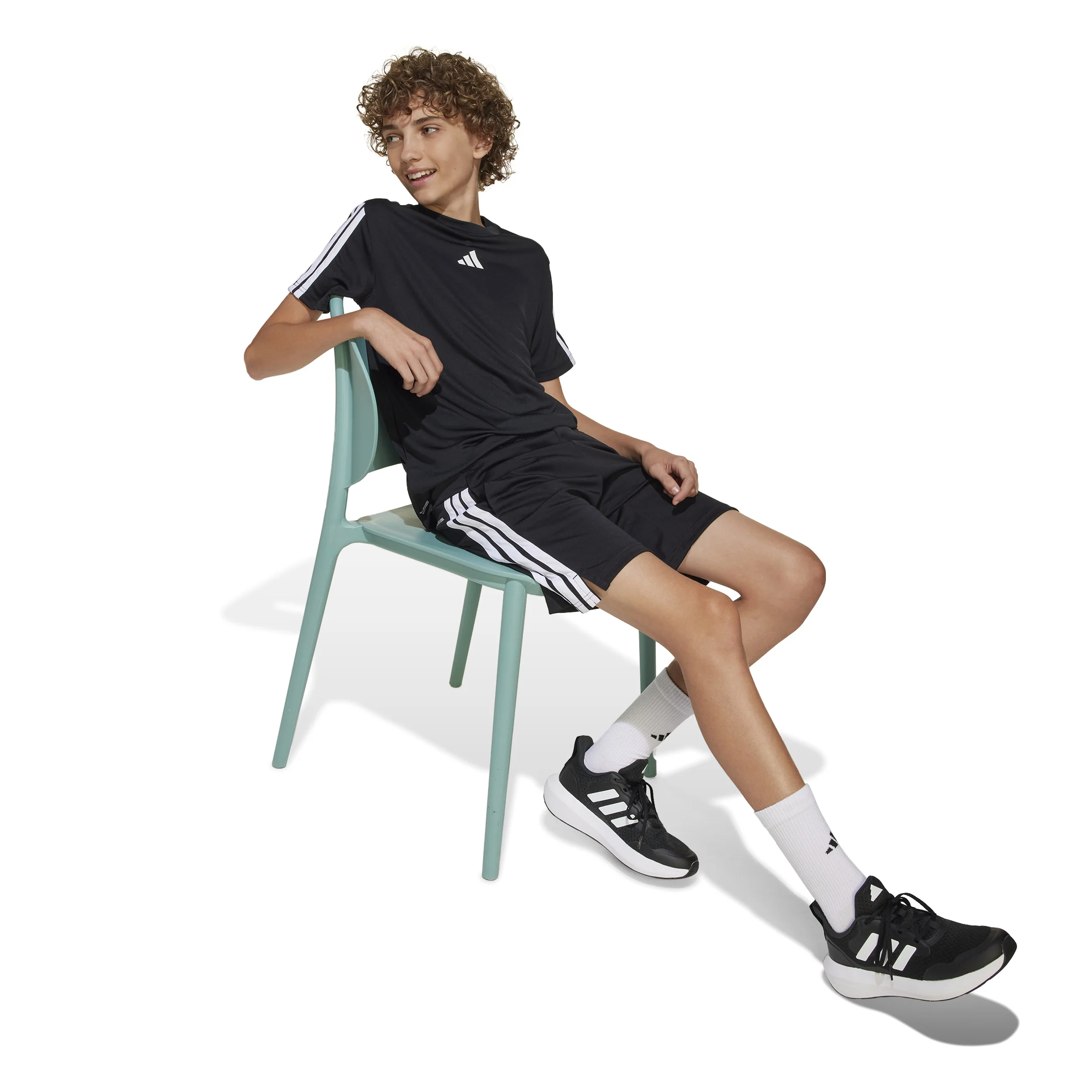 Training Essentials 3 Stripes T-Shirt Kinder-Schwarz,Weiß - Image 4