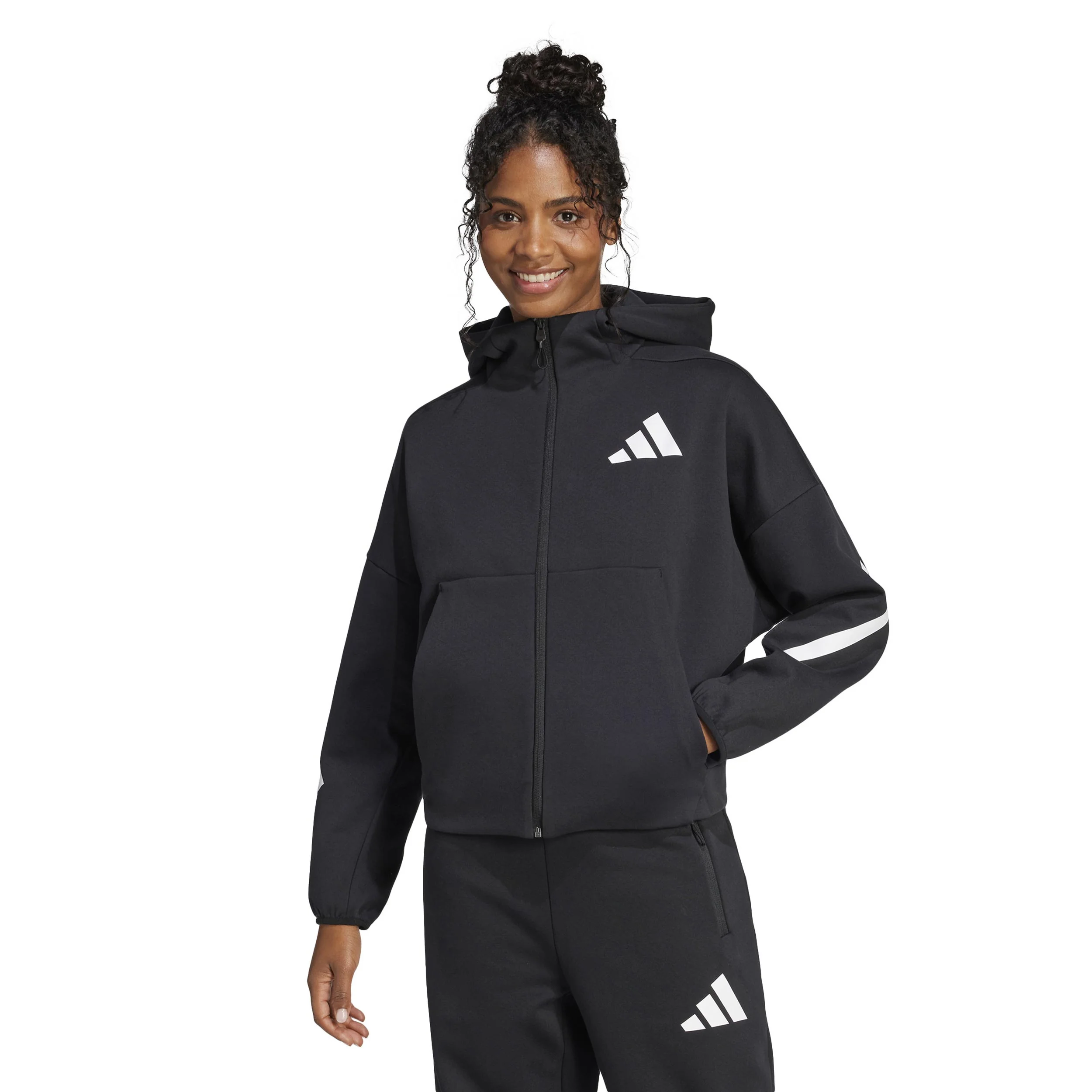 Trainingsjacke Damen-Schwarz,Weiß - Image 2