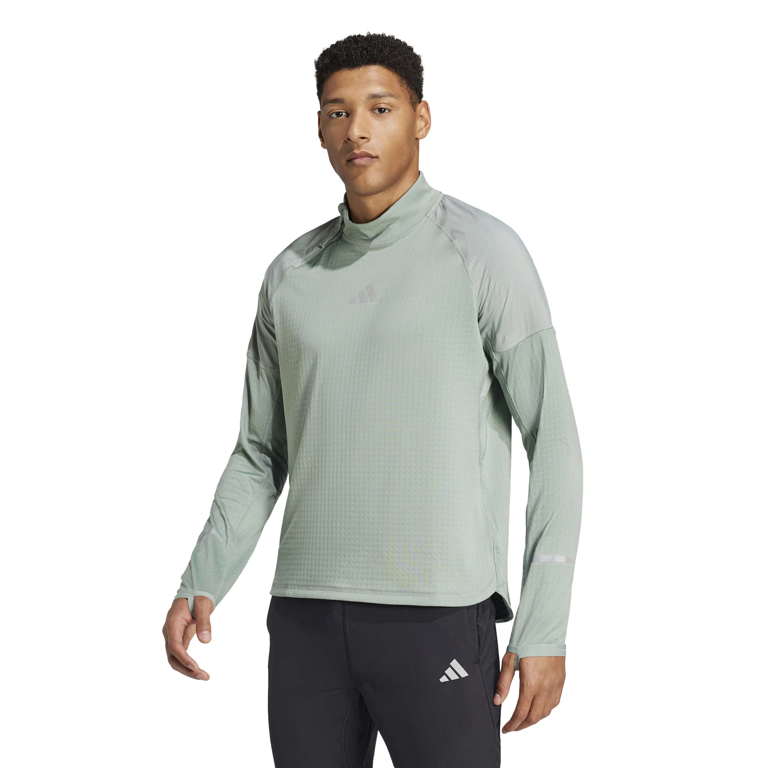 Ultimate High Visibility Half-Zip Laufshirt Herren-Grau - Image 2