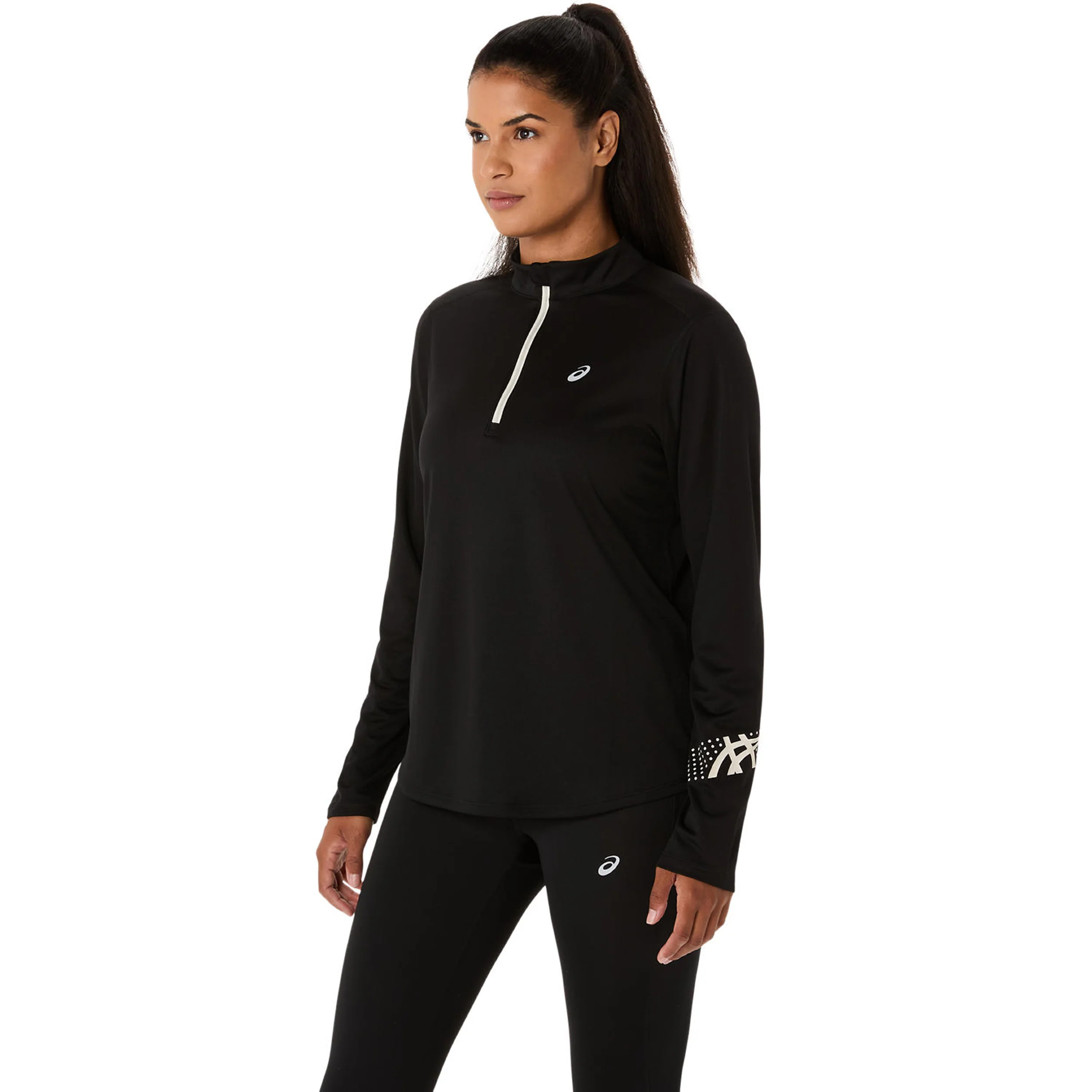 Icon 1/2 Zip Laufshirt Damen-Schwarz - Image 7