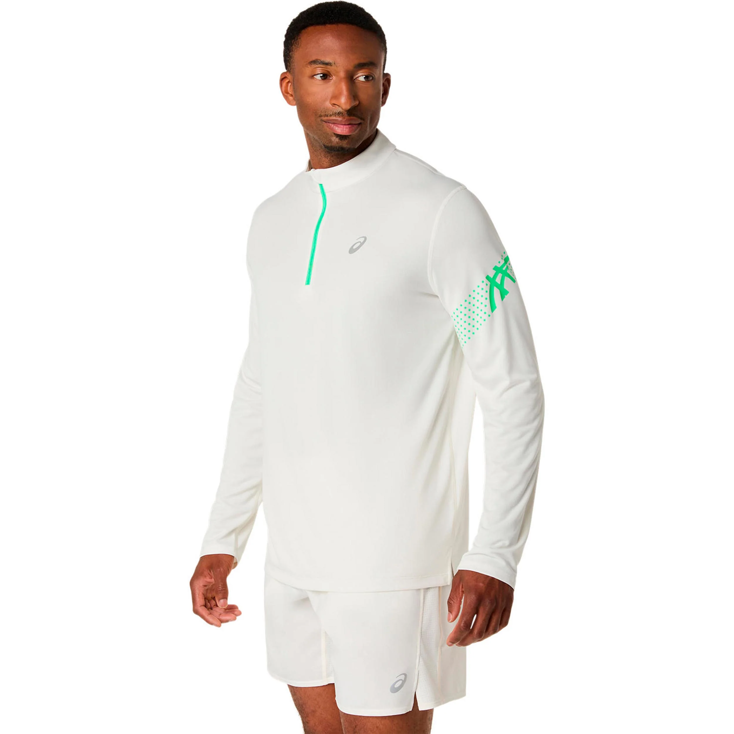 Icon 1/2 Zip Laufshirt Herren-beige, grün - Image 3