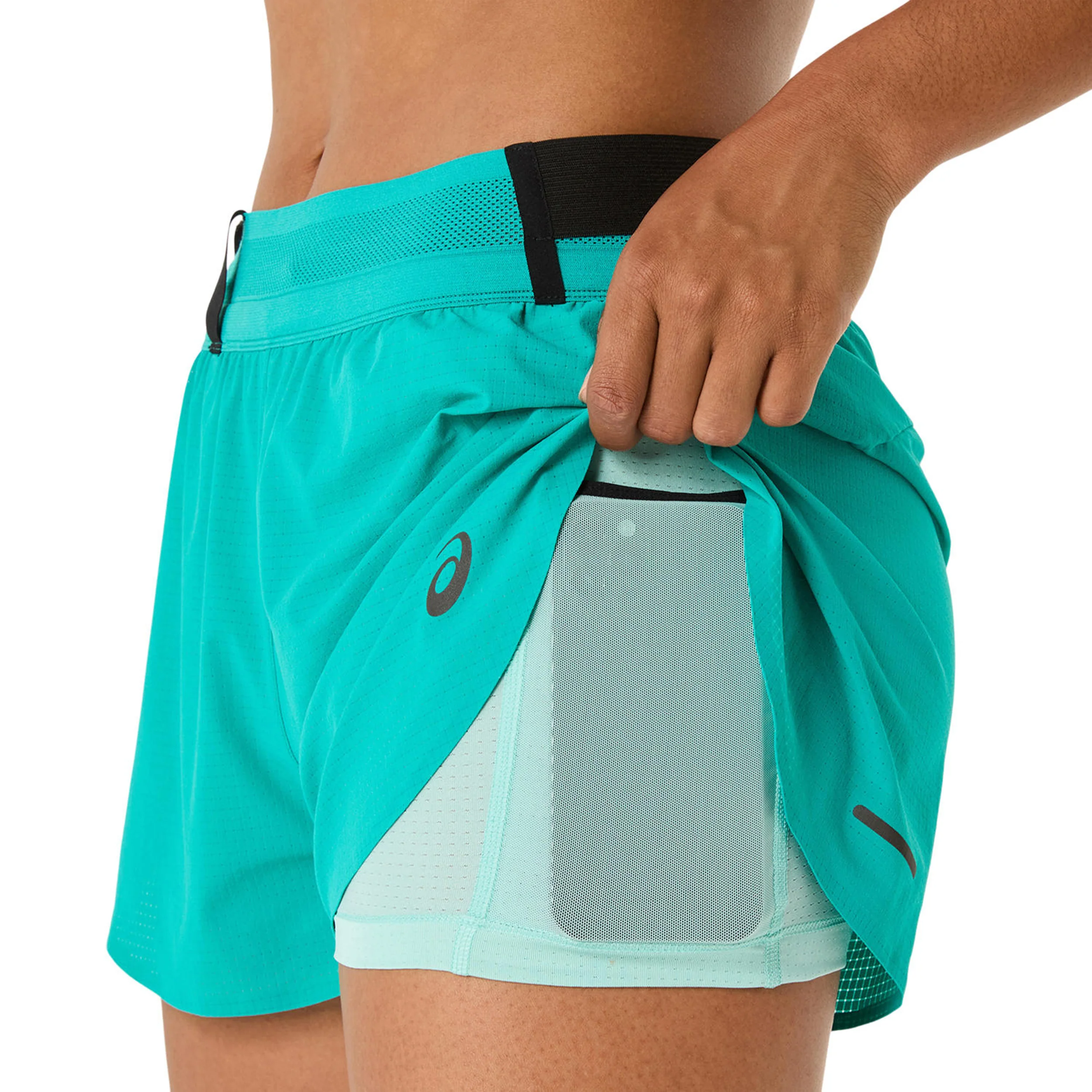Metarun Split Laufshorts Damen-Türkis - Image 12