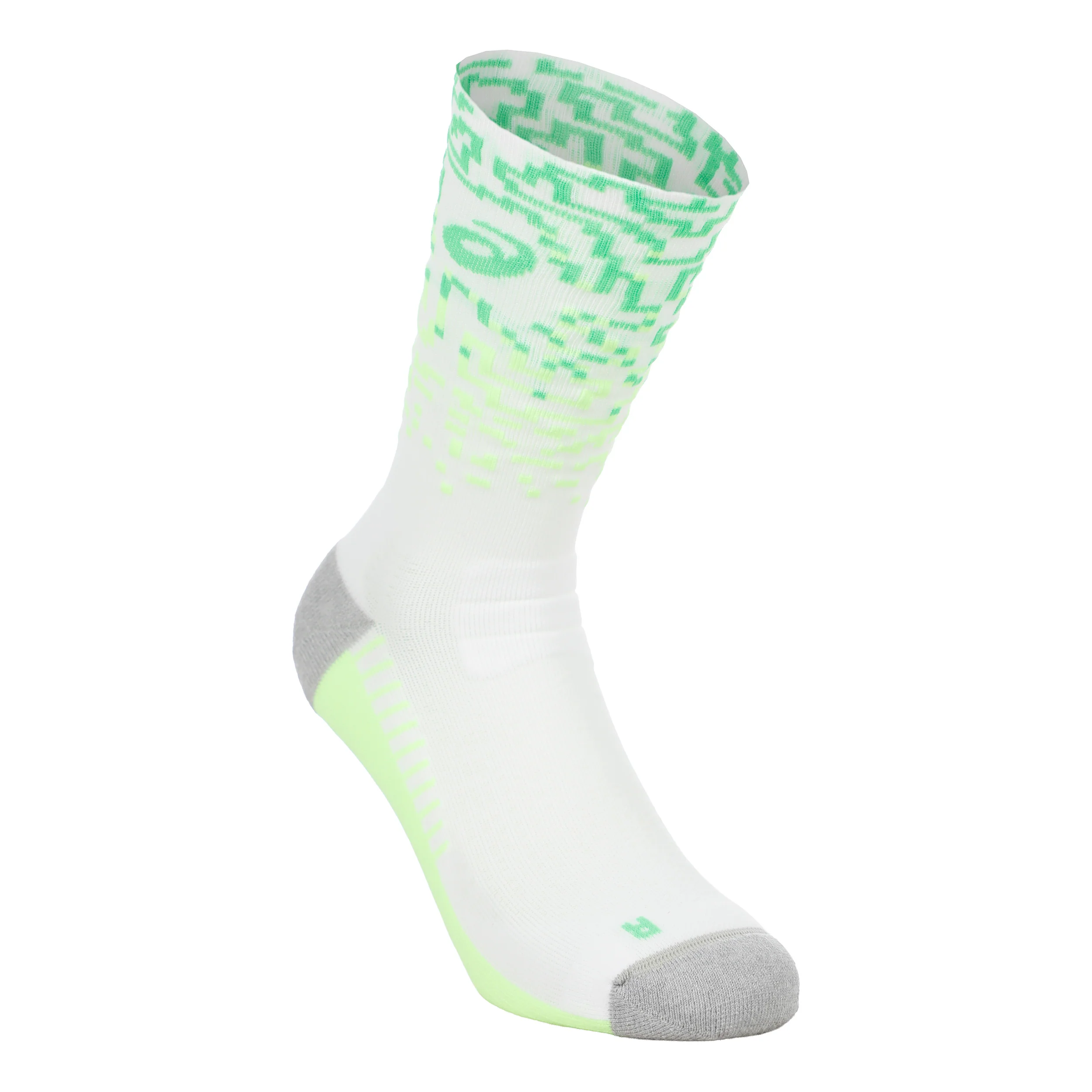 Performance Run Crew Laufsocken Unisex-weiß, hellgrün
