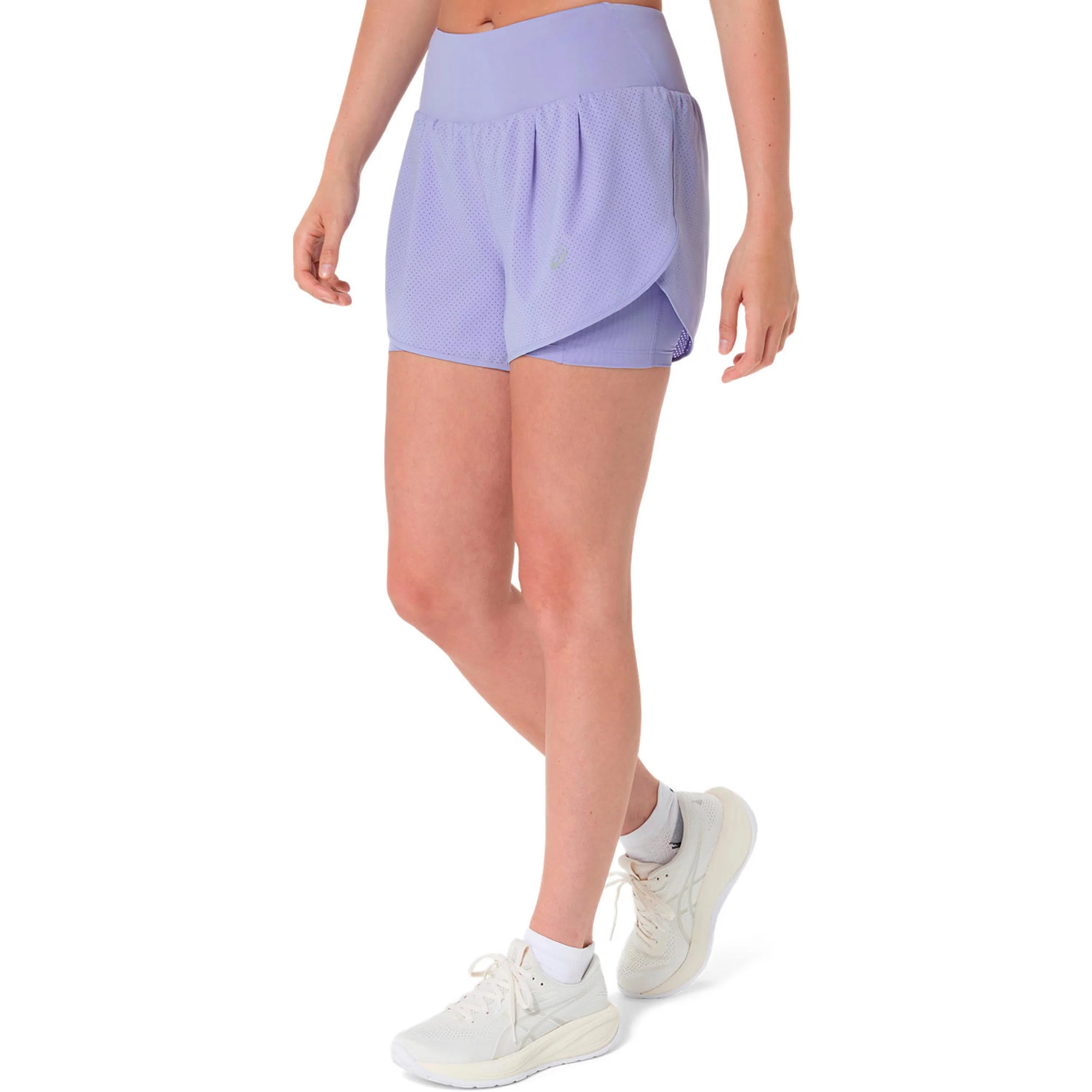 Road 2in1 3.5in Laufshorts Damen - flieder, silber - Image 3