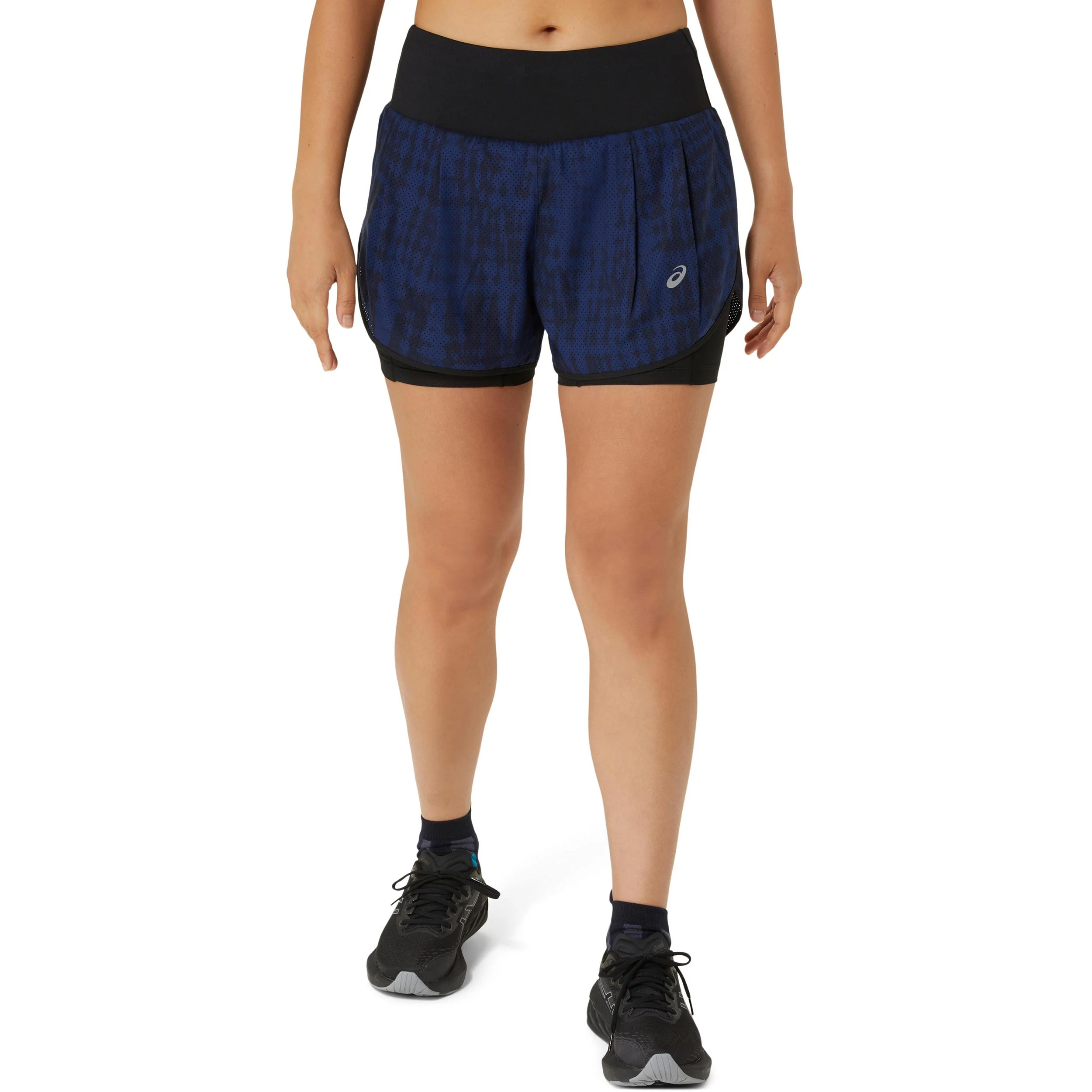 Road AOP 2in1 3.5in Laufshorts Damen-dunkelblau, schwarz - Image 5