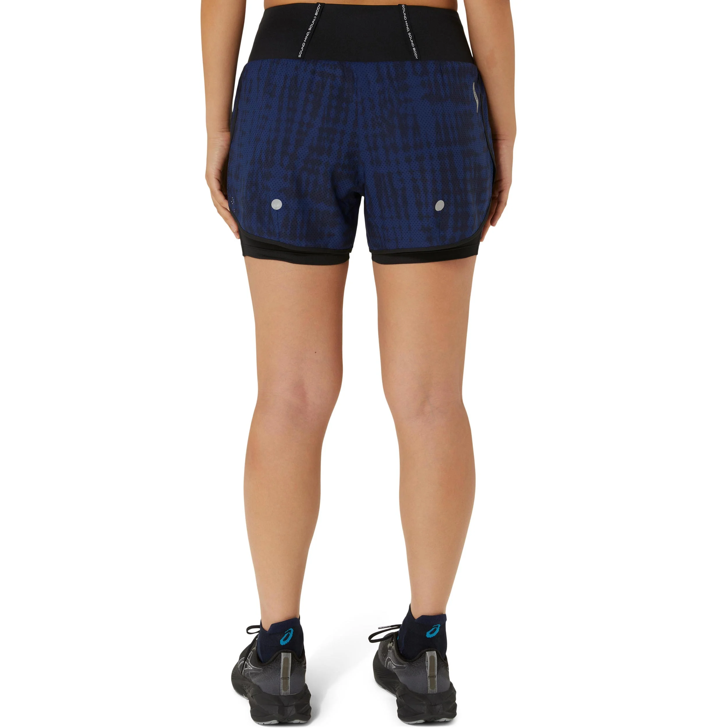 Road AOP 2in1 3.5in Laufshorts Damen-dunkelblau, schwarz - Image 6