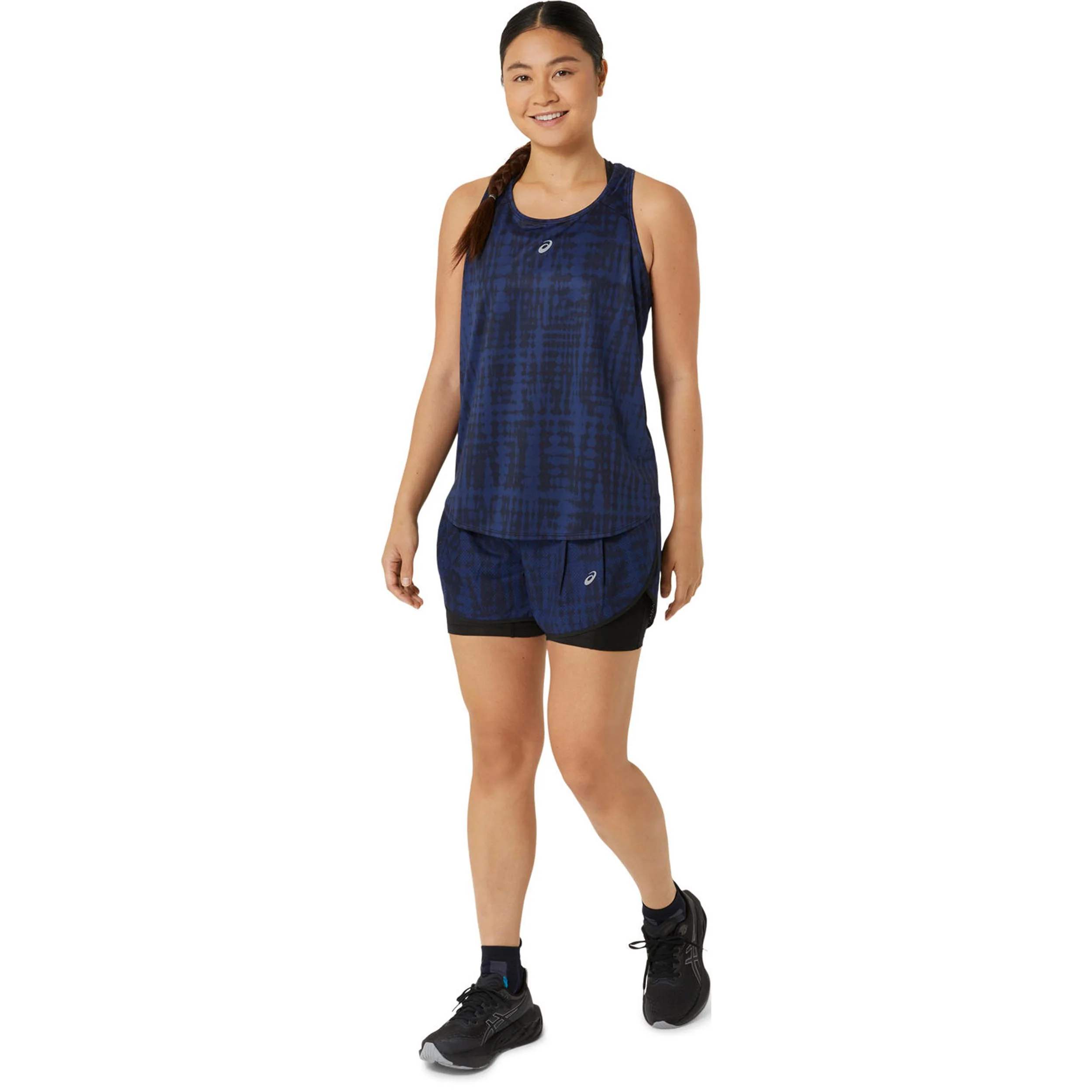 Road AOP 2in1 3.5in Laufshorts Damen-dunkelblau, schwarz - Image 7
