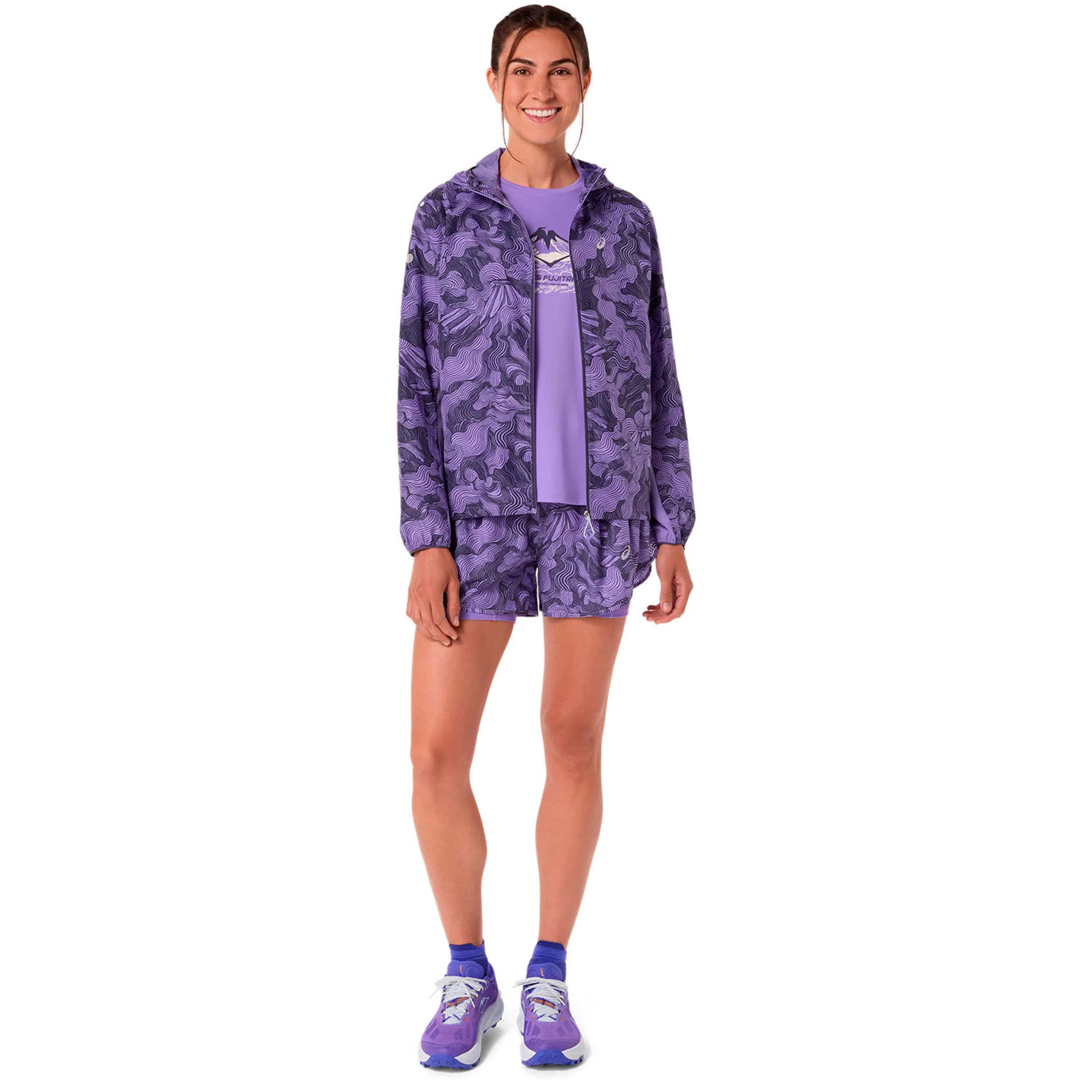 Road AOP 2in1 3.5in Laufshorts Damen-lila - Image 2
