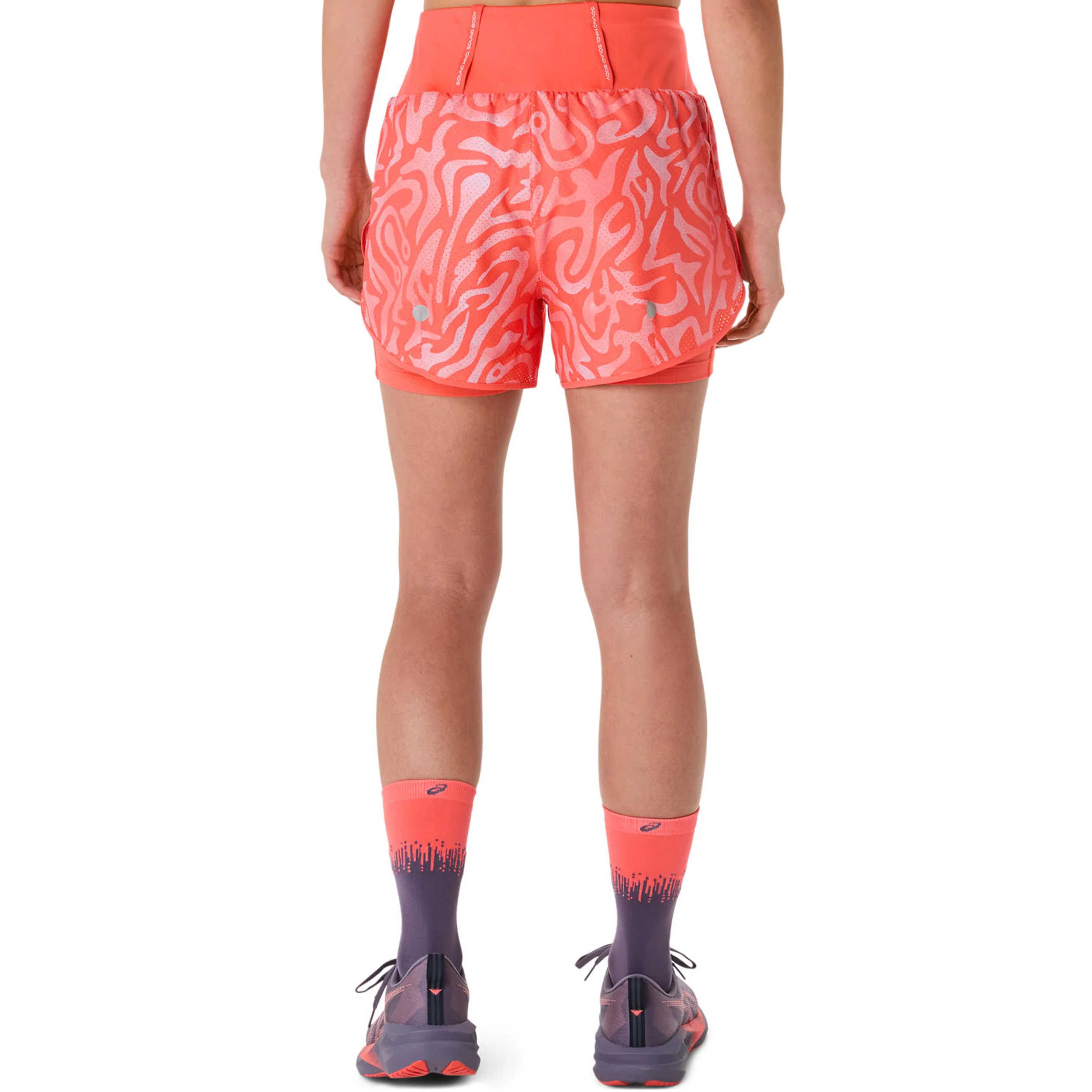 Road AOP 2in1 3.5in Laufshorts Damen-orange - Image 7