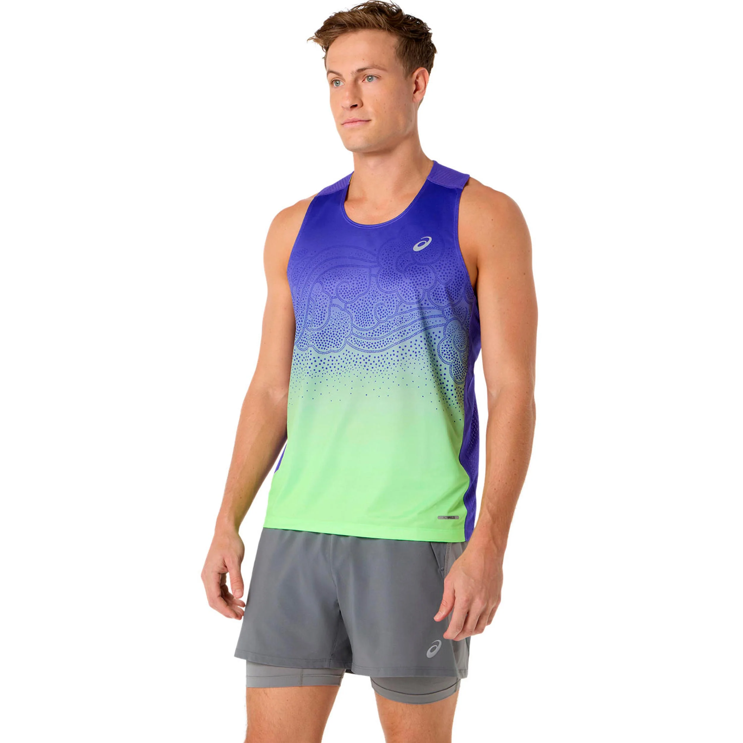 Road Fade Laufshirt Herren-blau, grün - Image 3