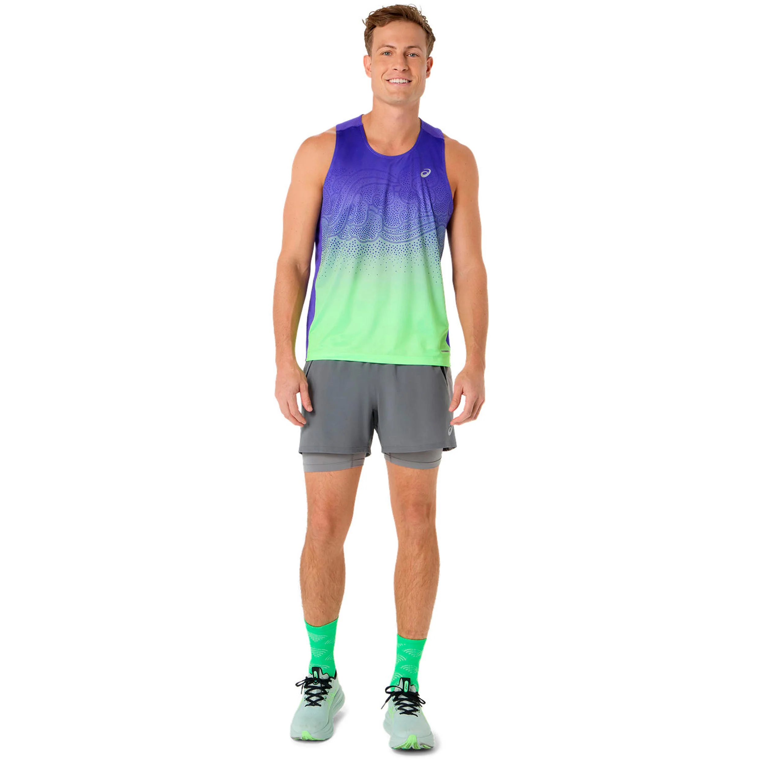 Road Fade Laufshirt Herren-blau, grün - Image 7
