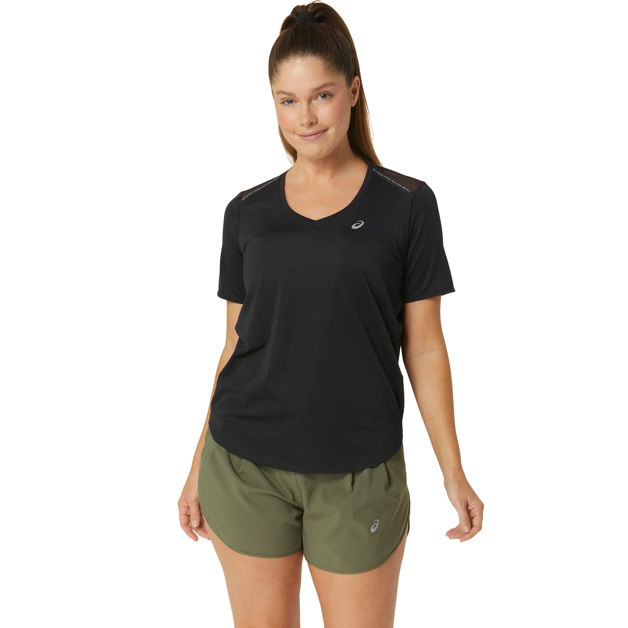 Road V-Neck Laufshirt Damen-Schwarz - Image 6