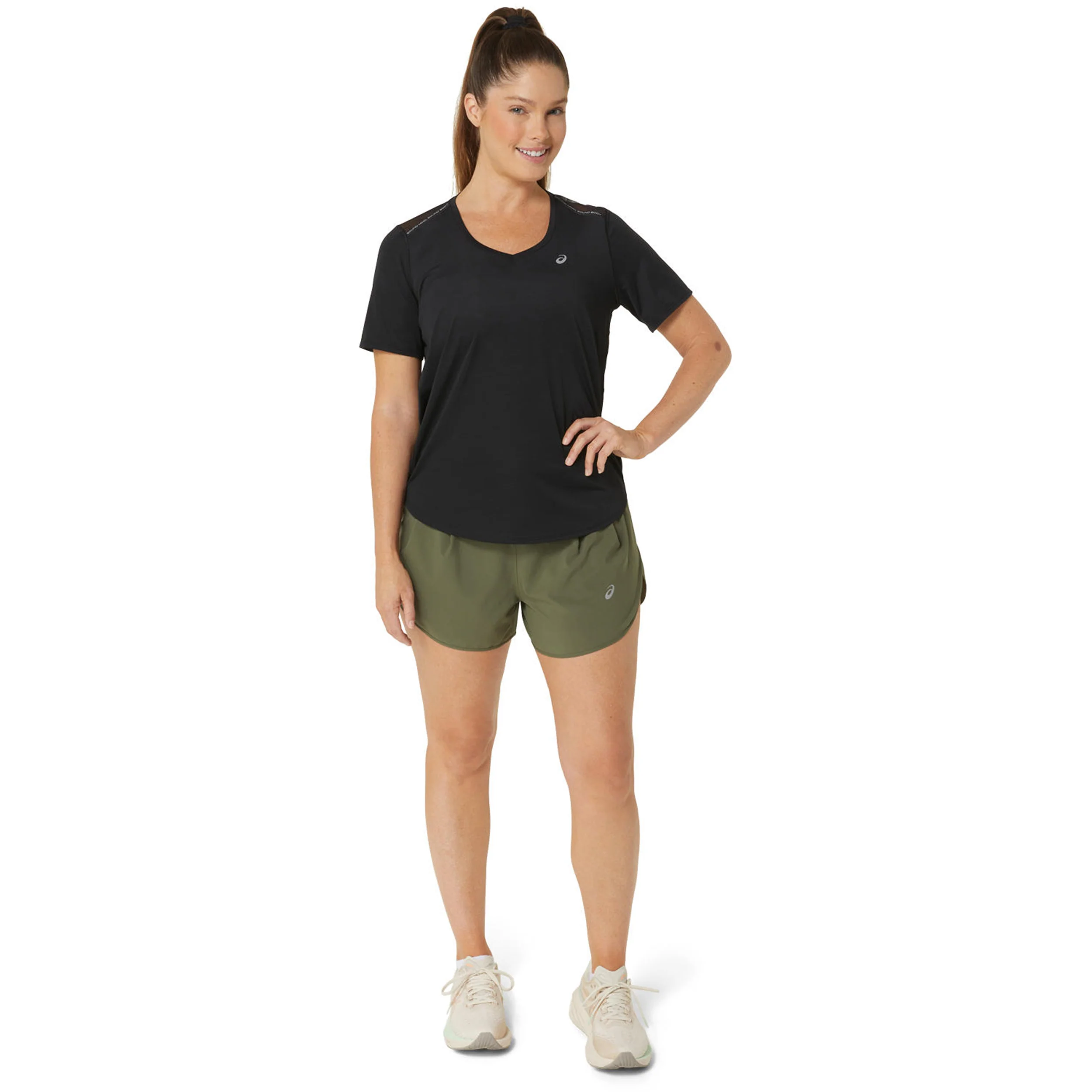 Road V-Neck Laufshirt Damen-Schwarz - Image 8