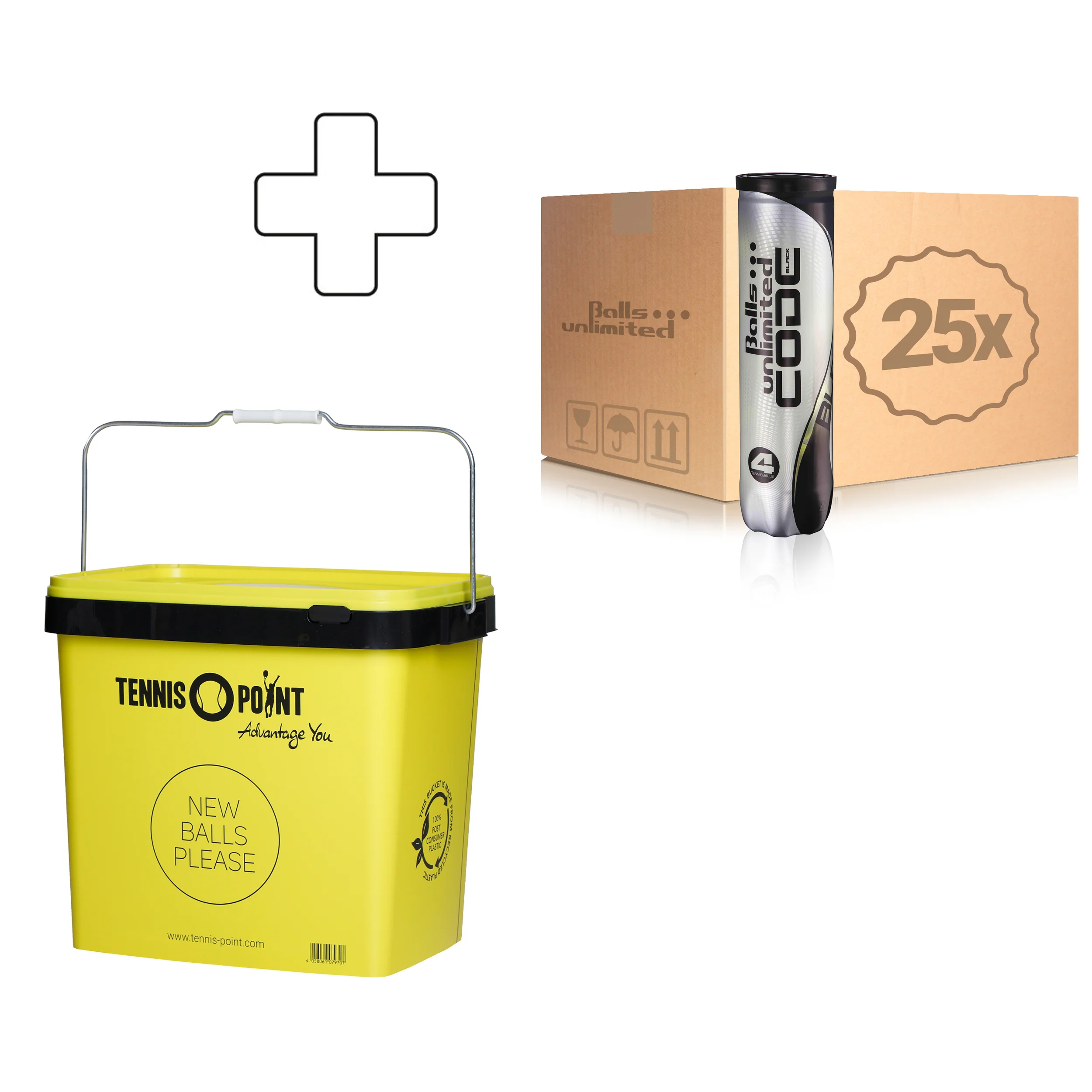 25x 4er Dose Code Black plus Balleimer