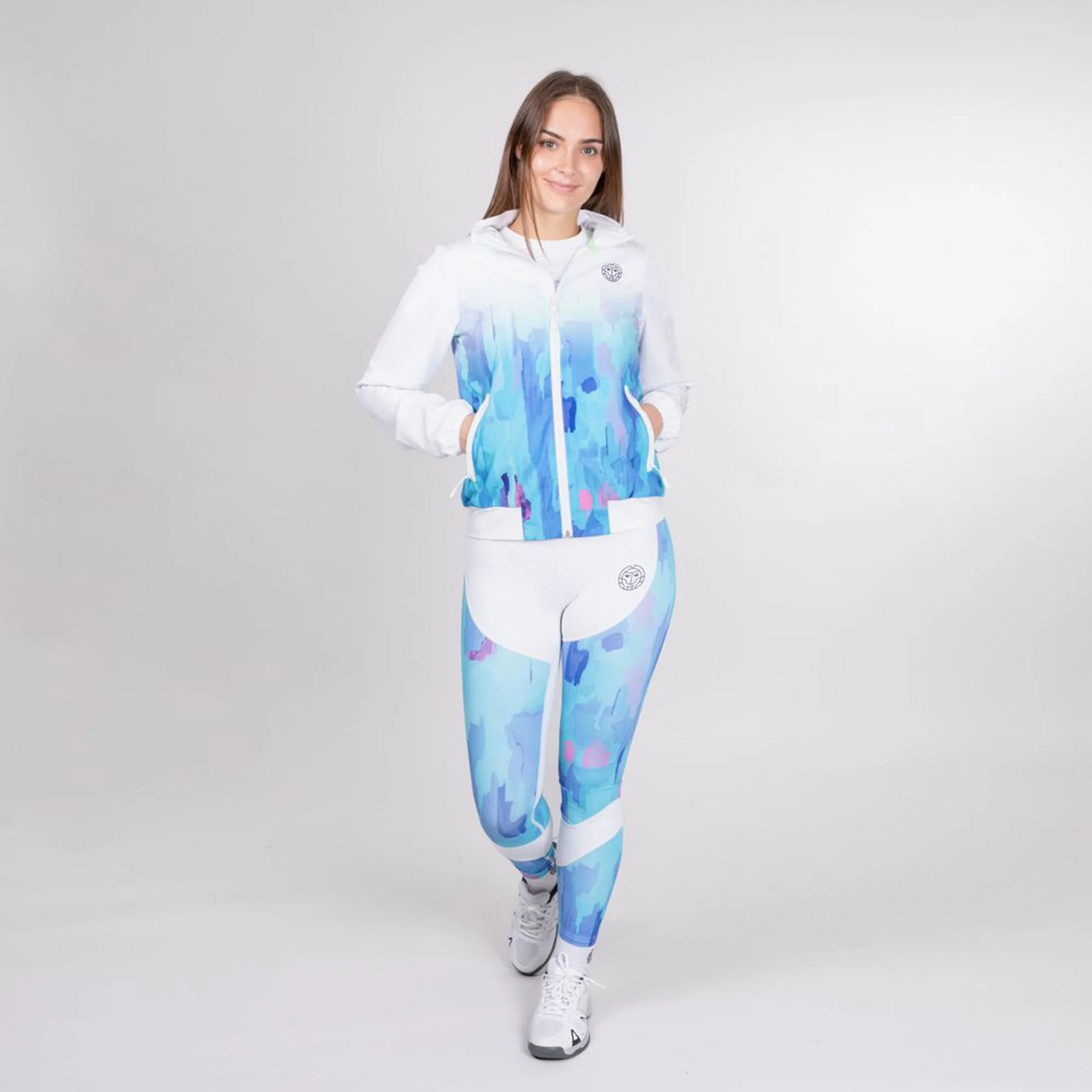 Abiba Tech Mesh Tight Damen-Weiß,Hellblau - Image 3