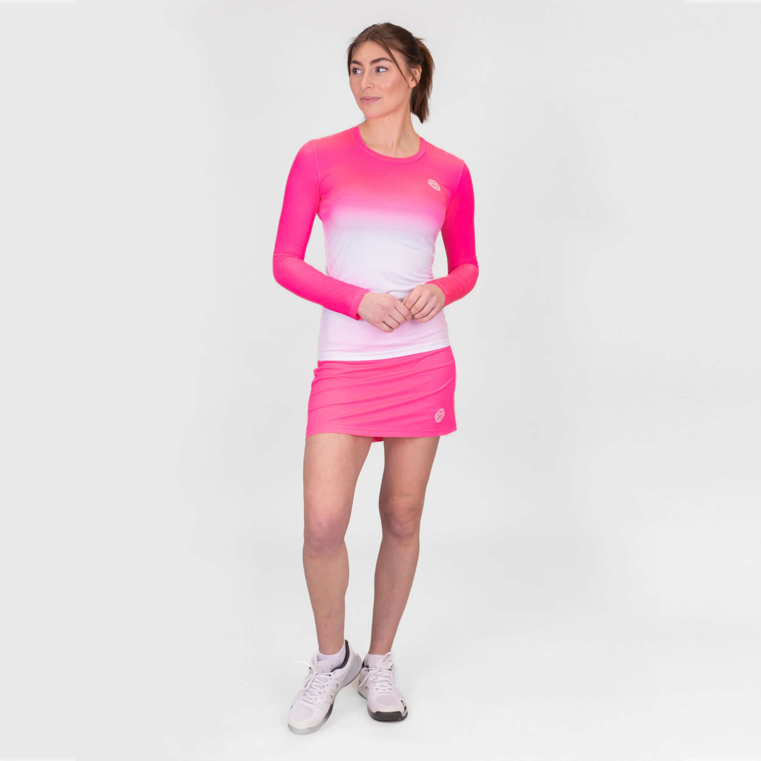 Crew Gradiant Longsleeve Damen-Pink,Weiß - Image 3