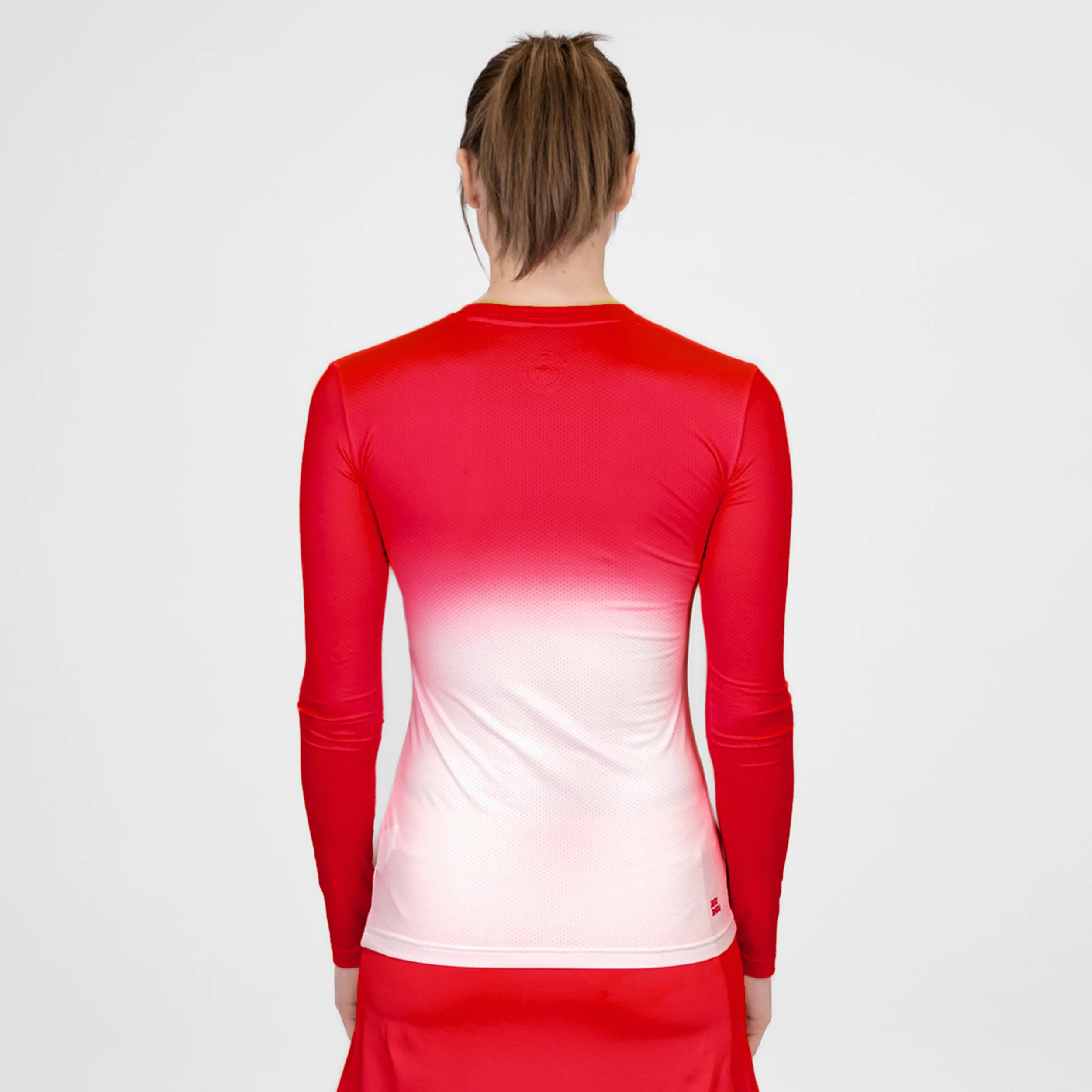 Crew Gradiant Longsleeve Damen-Rot,Weiß - Image 2