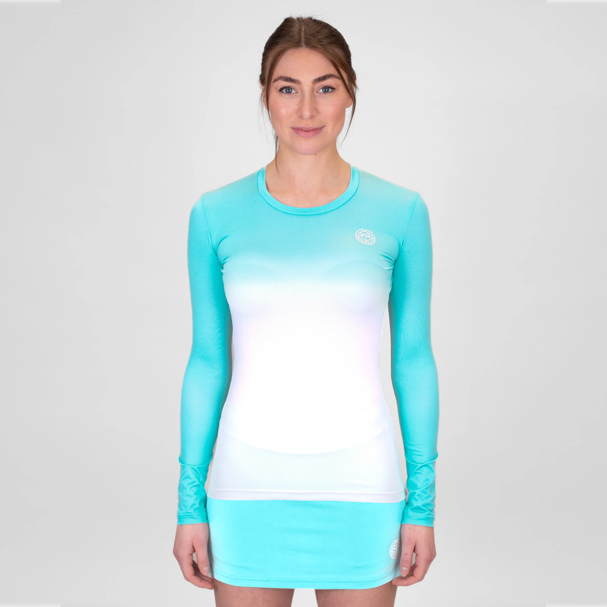 Crew Gradiant Longsleeve Damen-Türkis,Weiß - Image 5