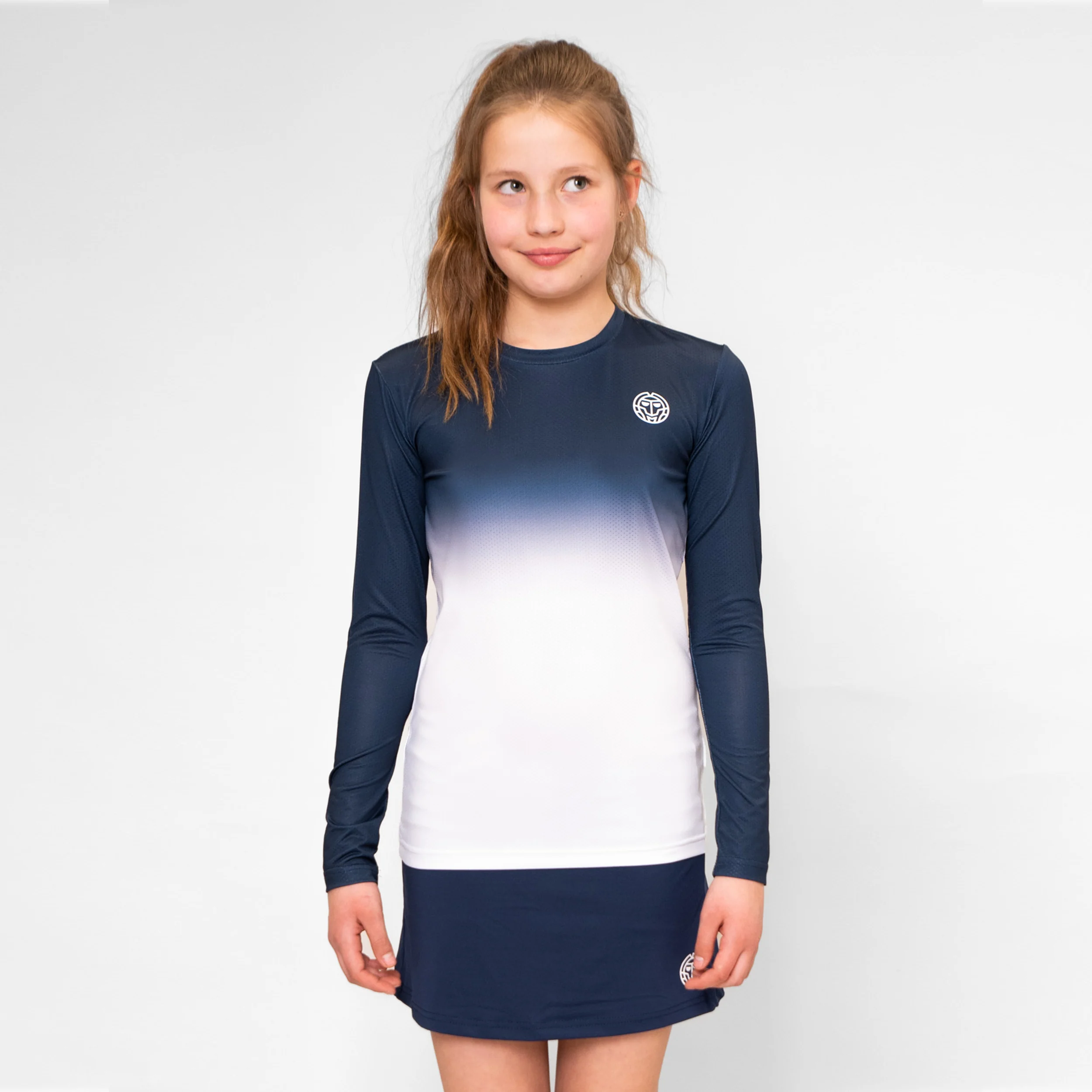Crew Gradiant Longsleeve Mädchen-Dunkelblau,Weiß