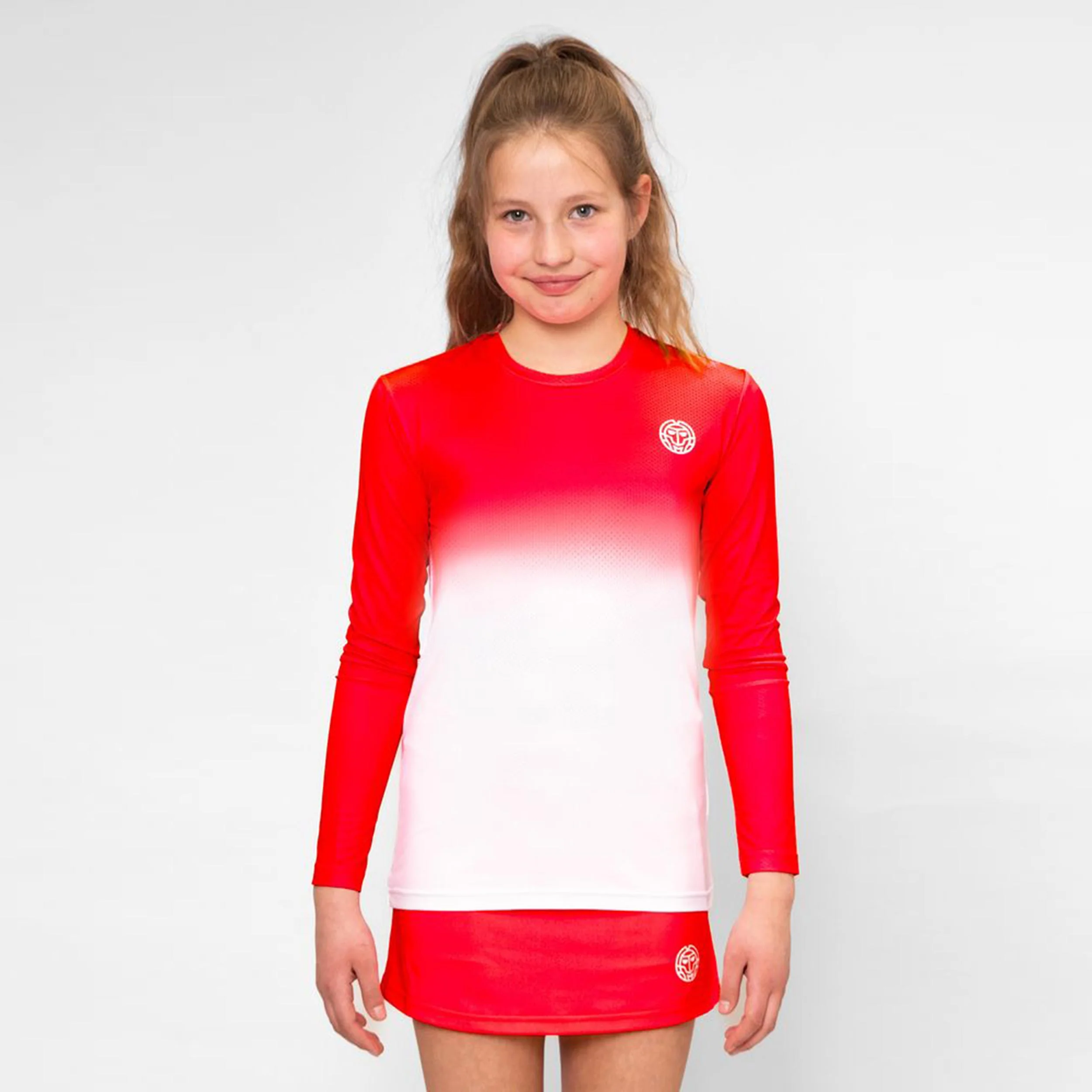Crew Gradiant Longsleeve Mädchen-Rot,Weiß - Image 3