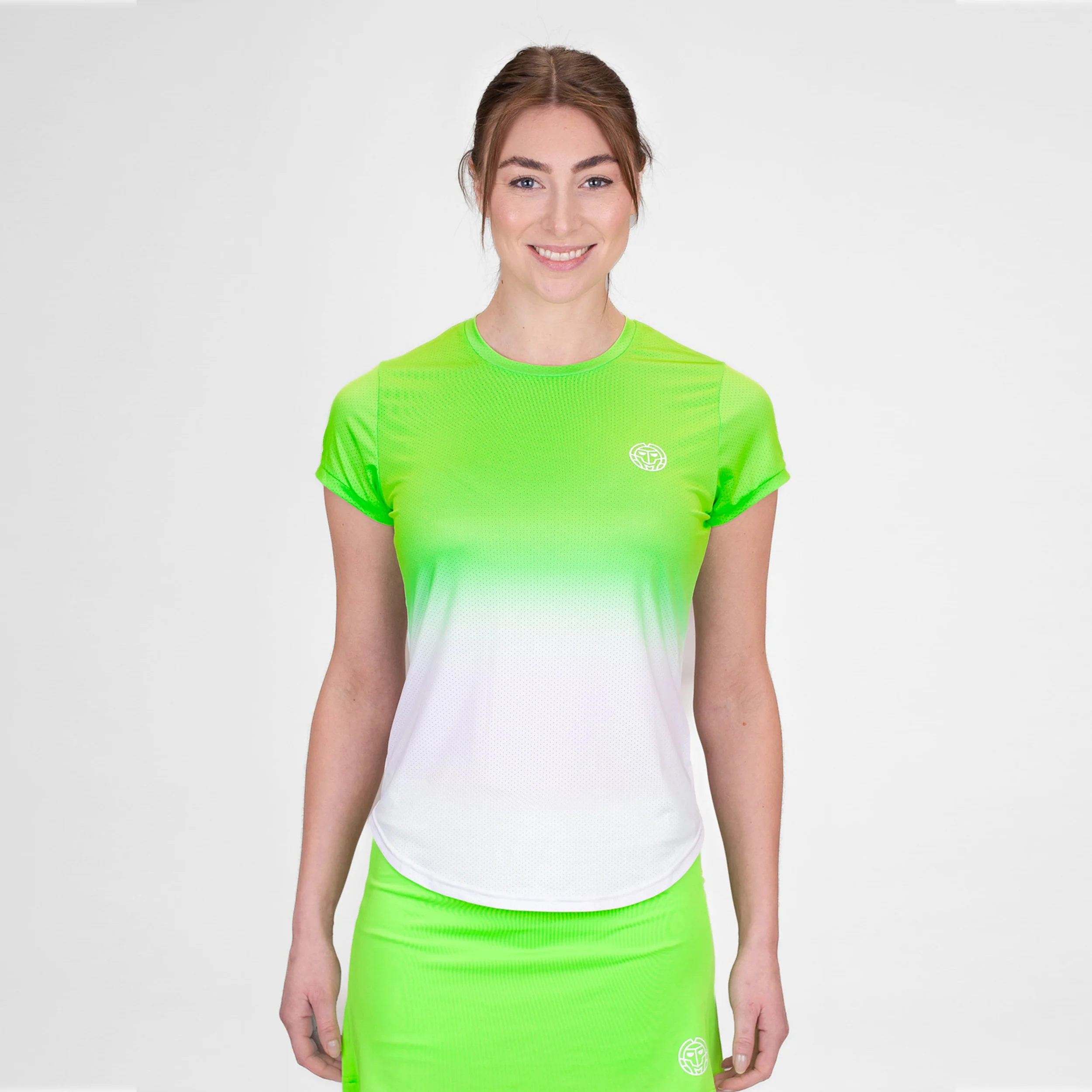 Crew Gradiant T-Shirt Damen-Neongrün,Weiß - Image 6