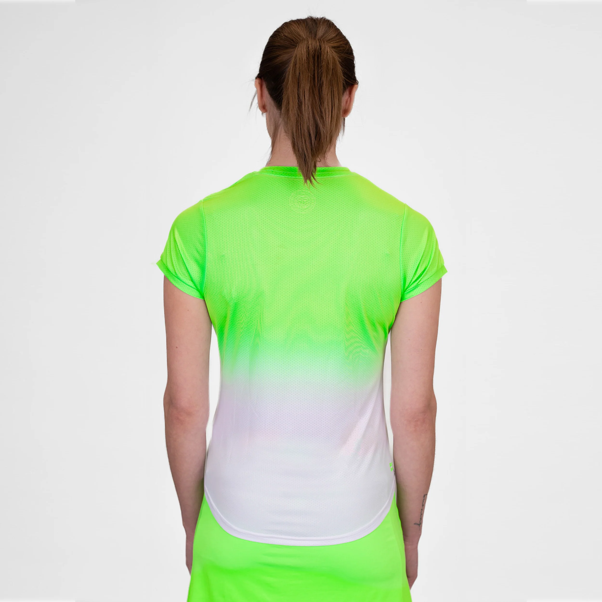 Crew Gradiant T-Shirt Damen-Neongrün,Weiß - Image 7