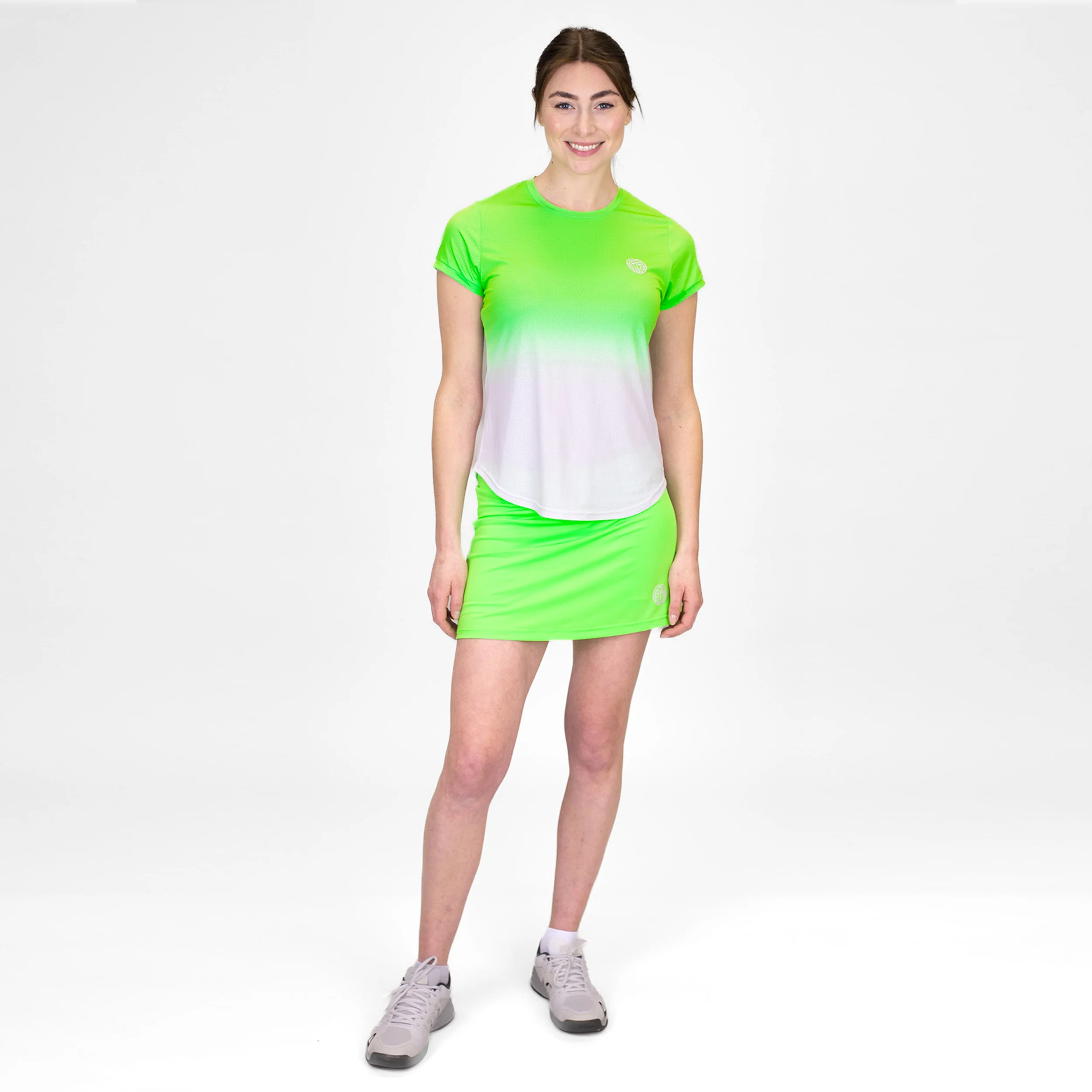 Crew Gradiant T-Shirt Damen-Neongrün,Weiß - Image 9