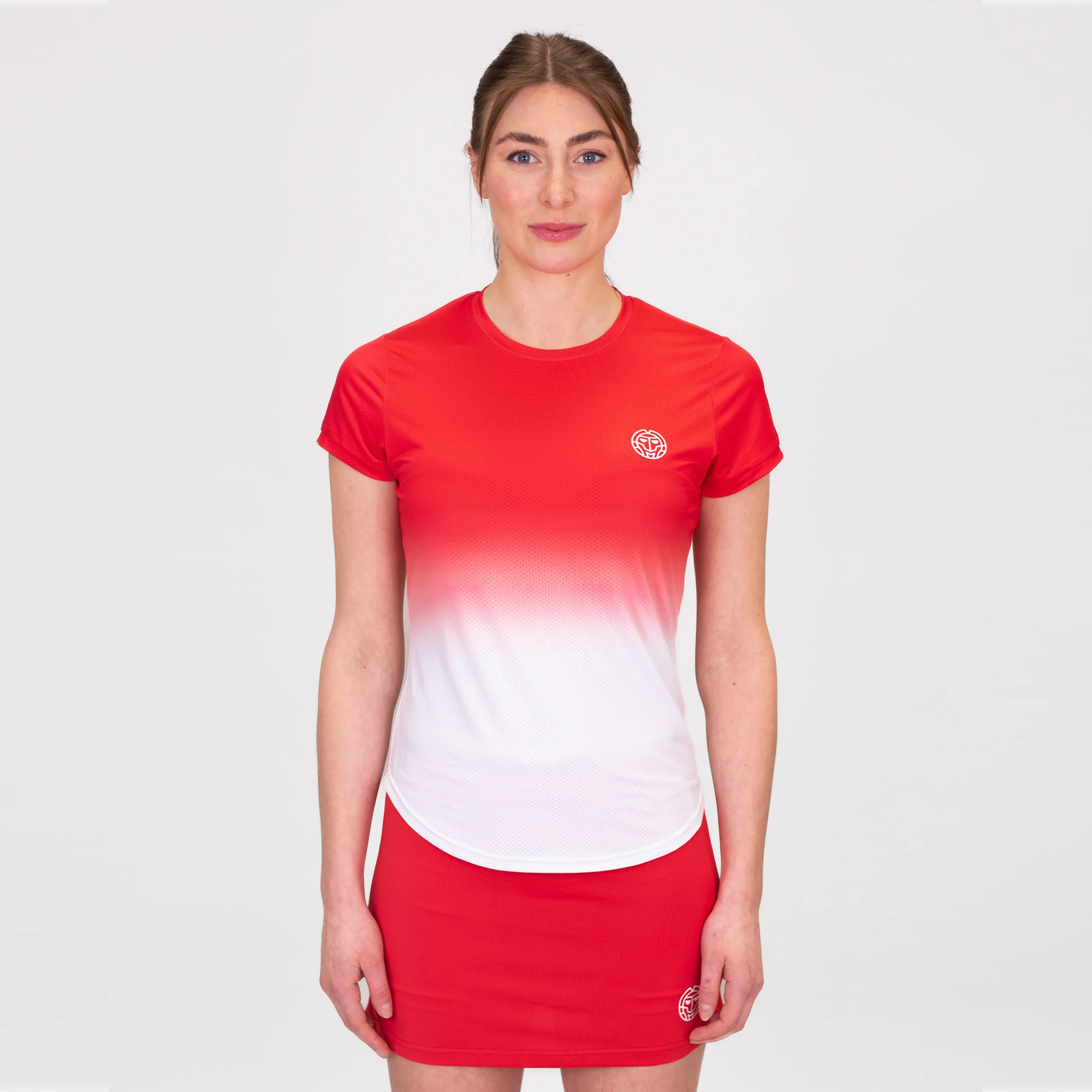 Crew Gradiant T-Shirt Damen-Rot,Weiß