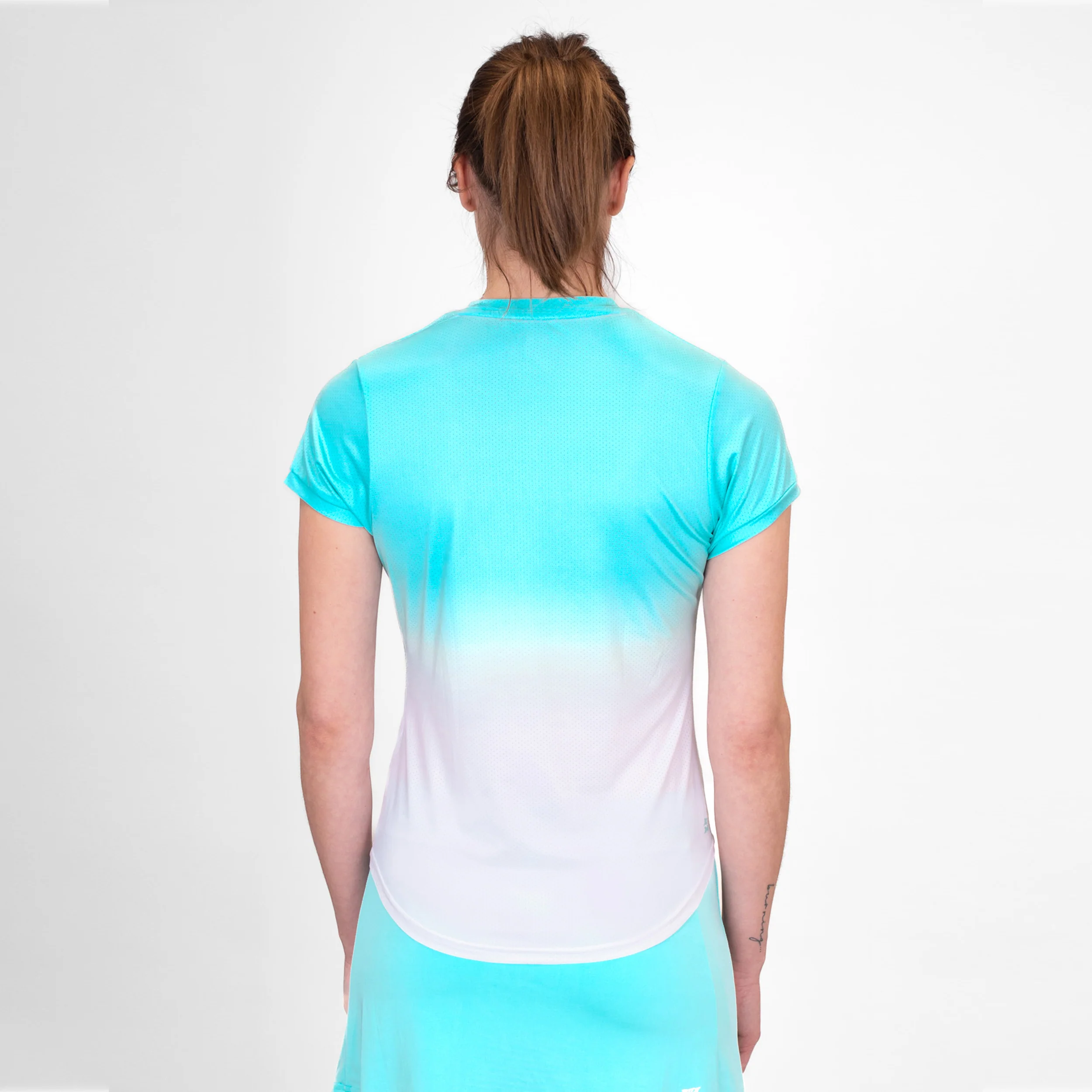 Crew Gradiant T-Shirt Damen-Türkis,Weiß - Image 7
