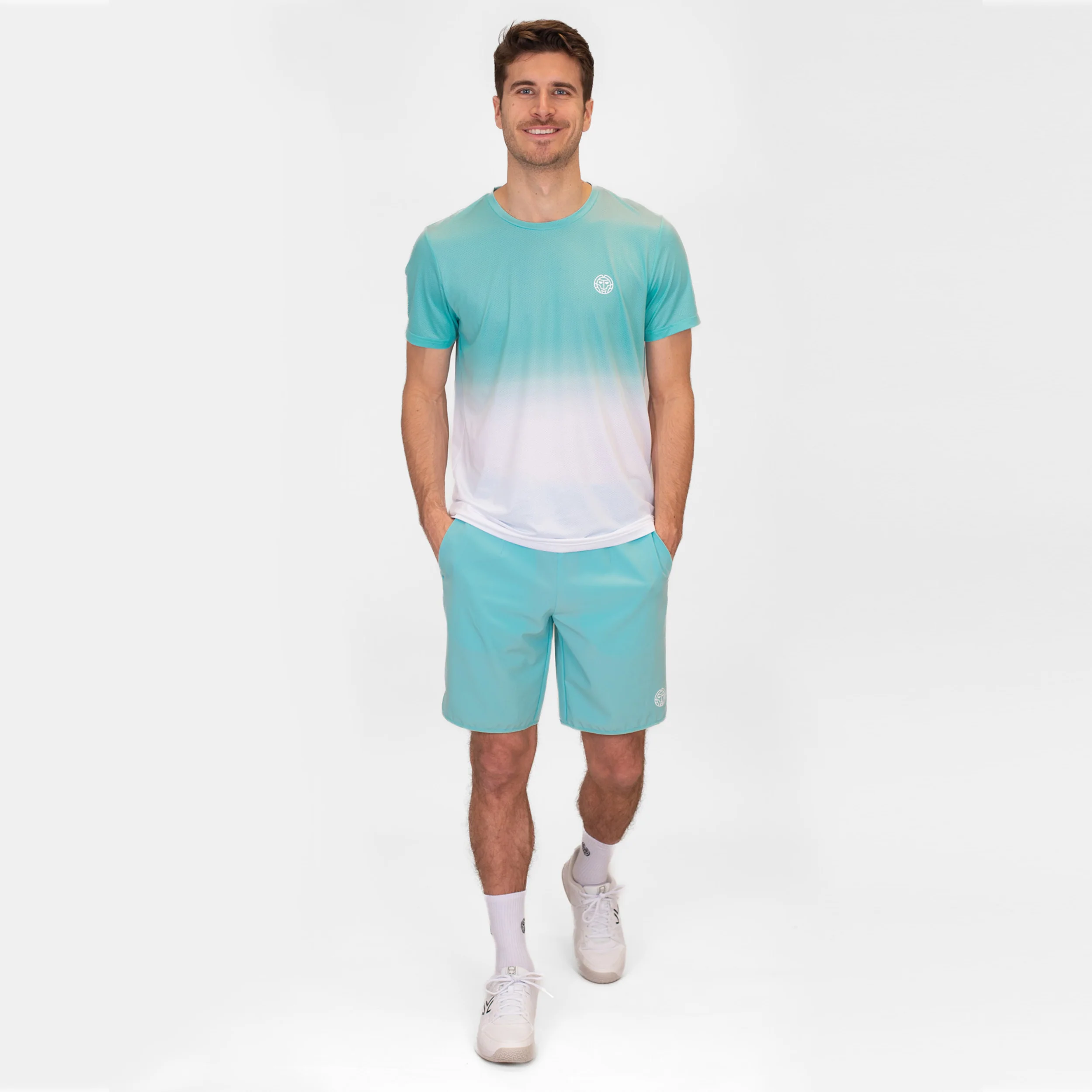 Crew Gradiant T-Shirt Herren-Türkis,Weiß - Image 7