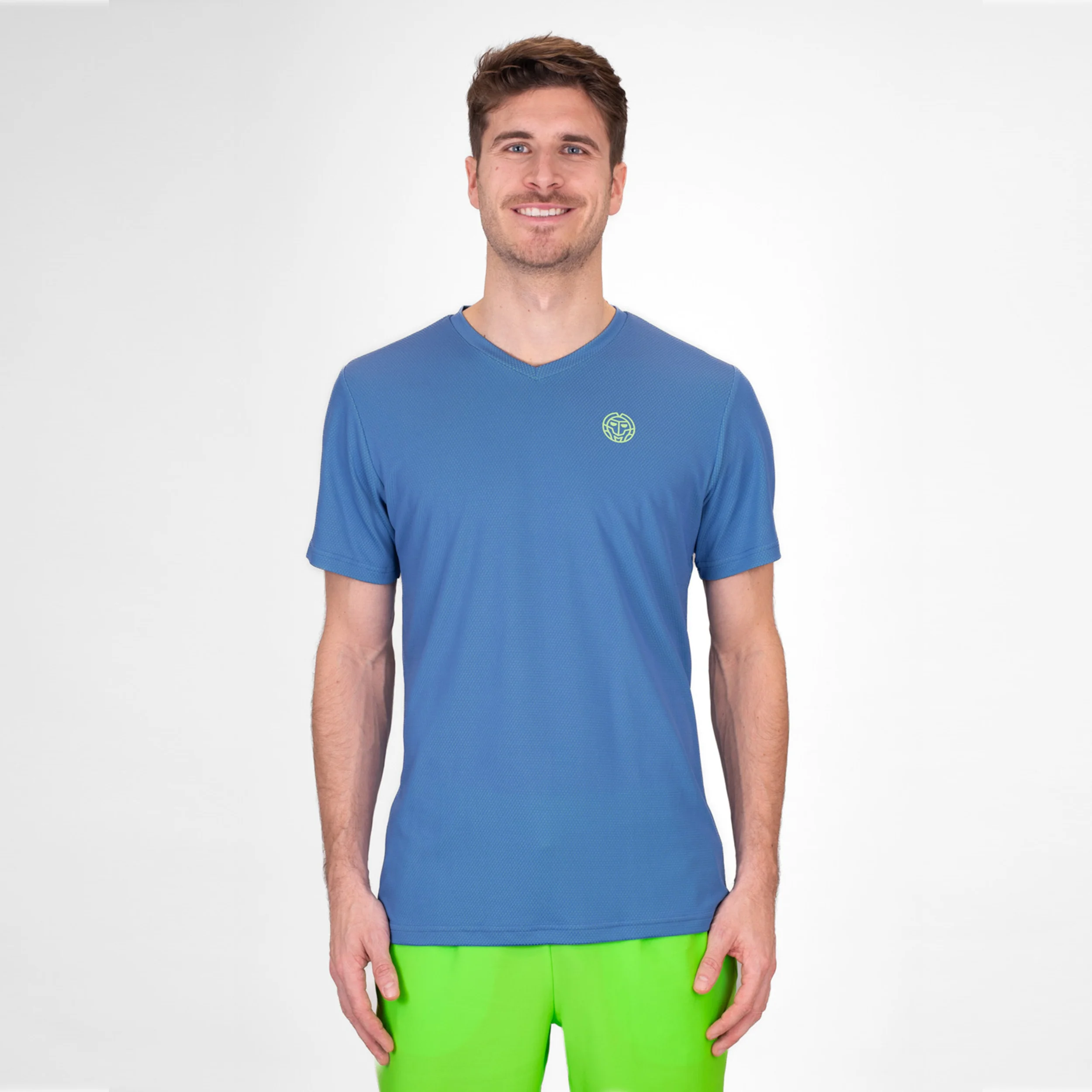 Crew Inside Out V-Neck T-Shirt Herren-Blau,Neongrün - Image 5