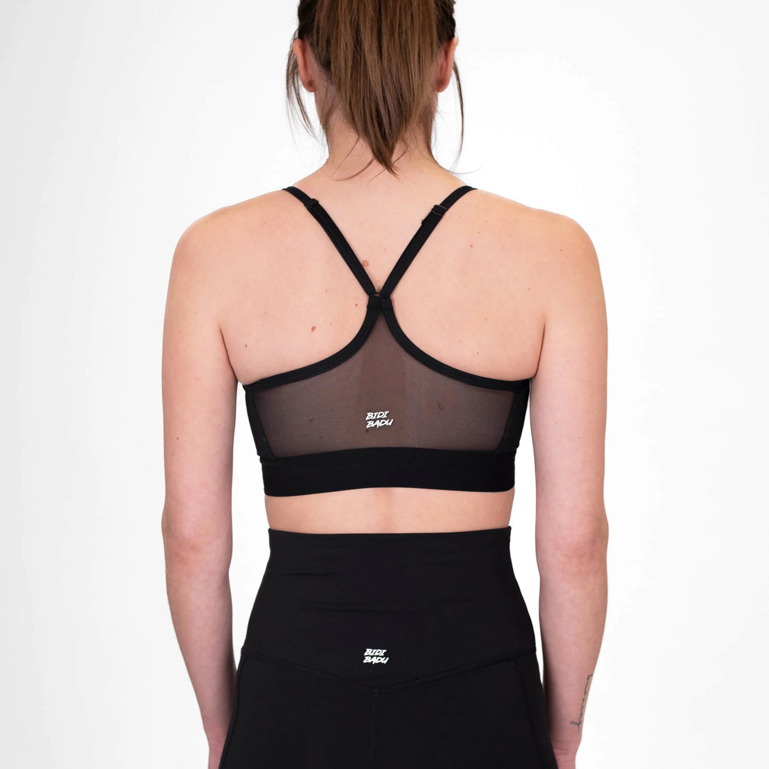 Crew Low Support Strappy Sport-BH Damen-Schwarz - Image 4