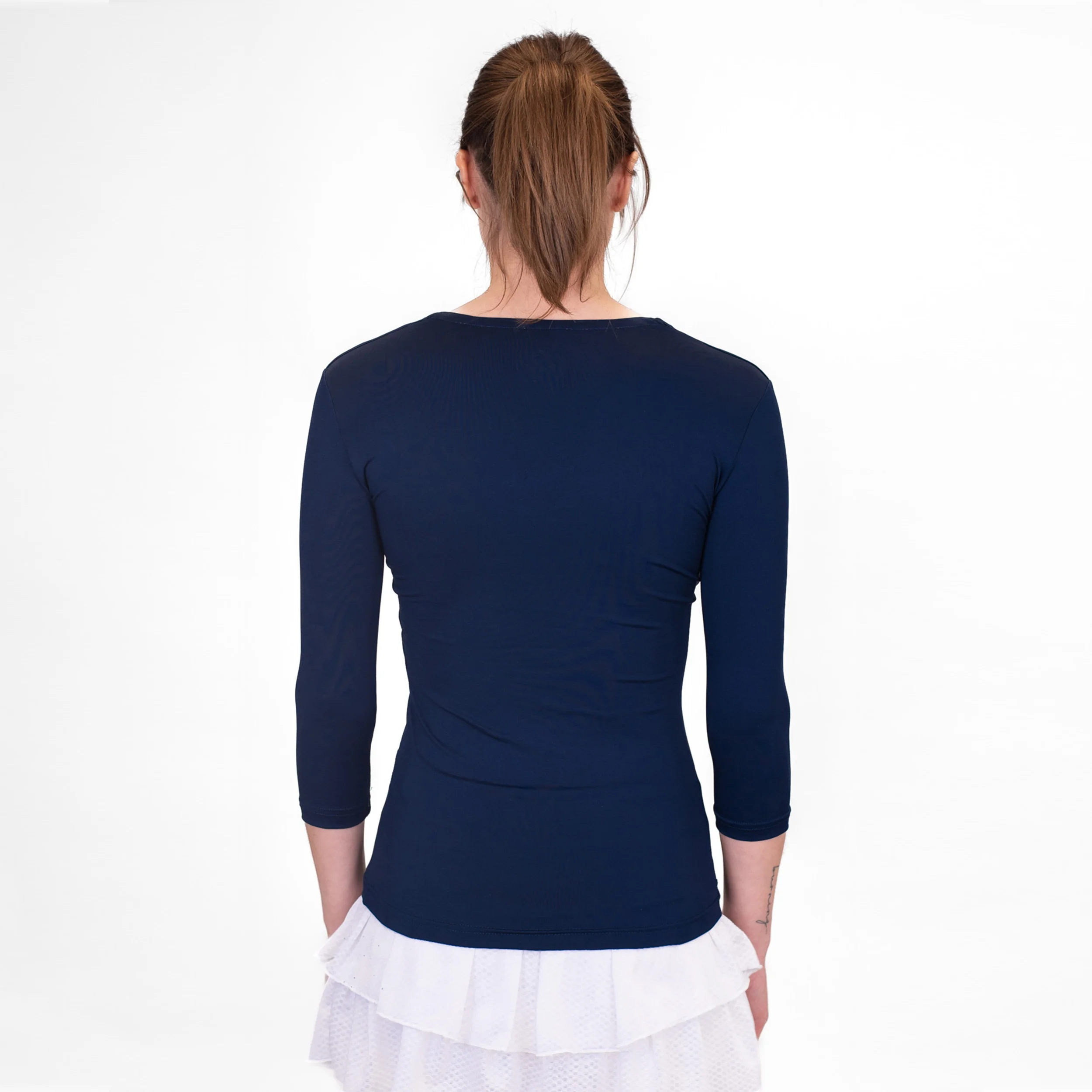 Crew V-Neck Longsleeve Damen-Dunkelblau - Image 6