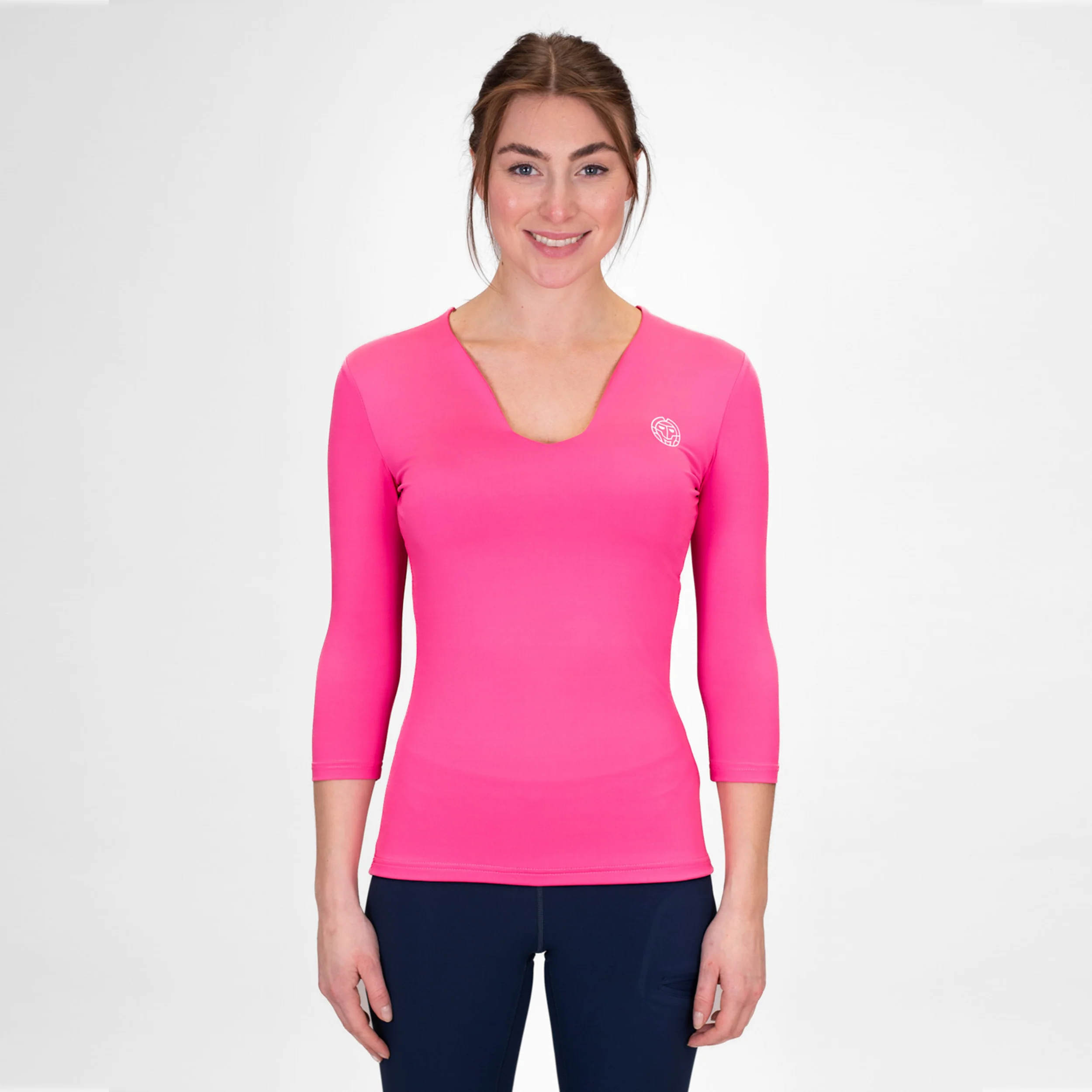 Crew V-Neck Longsleeve Damen-Pink - Image 5