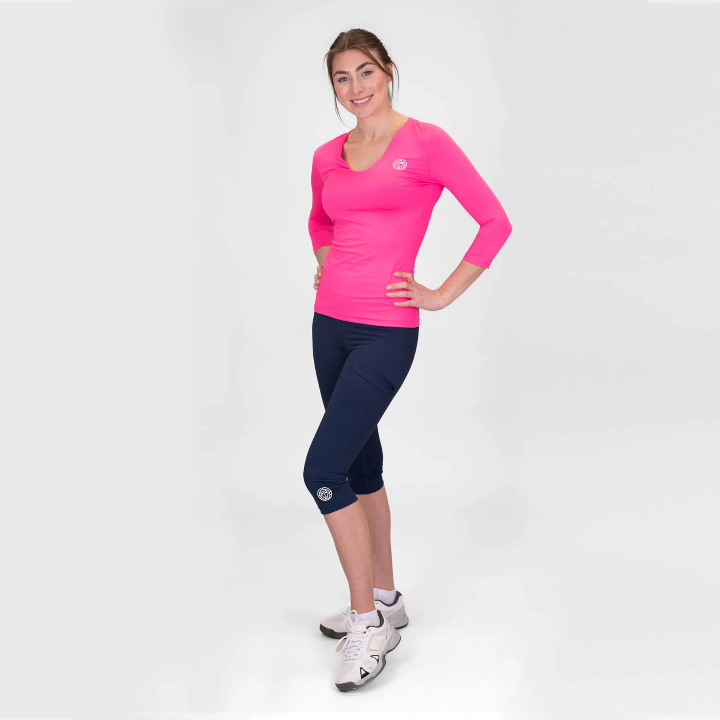 Crew V-Neck Longsleeve Damen-Pink - Image 6